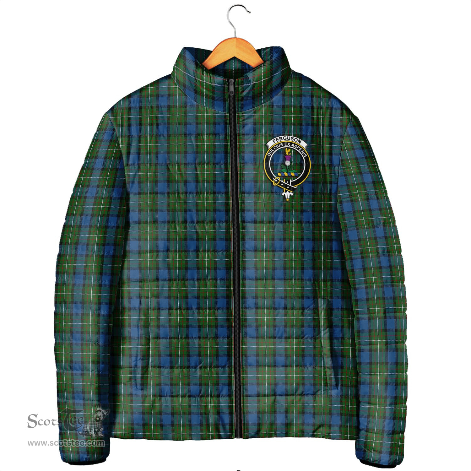 Scottish Ferguson of Atholl Clan Crest Tartan Padded Jacket with Family Crest - Tartan Plaid Jacket ScotsTee Shop - Tartan Plaid - scotstee.com