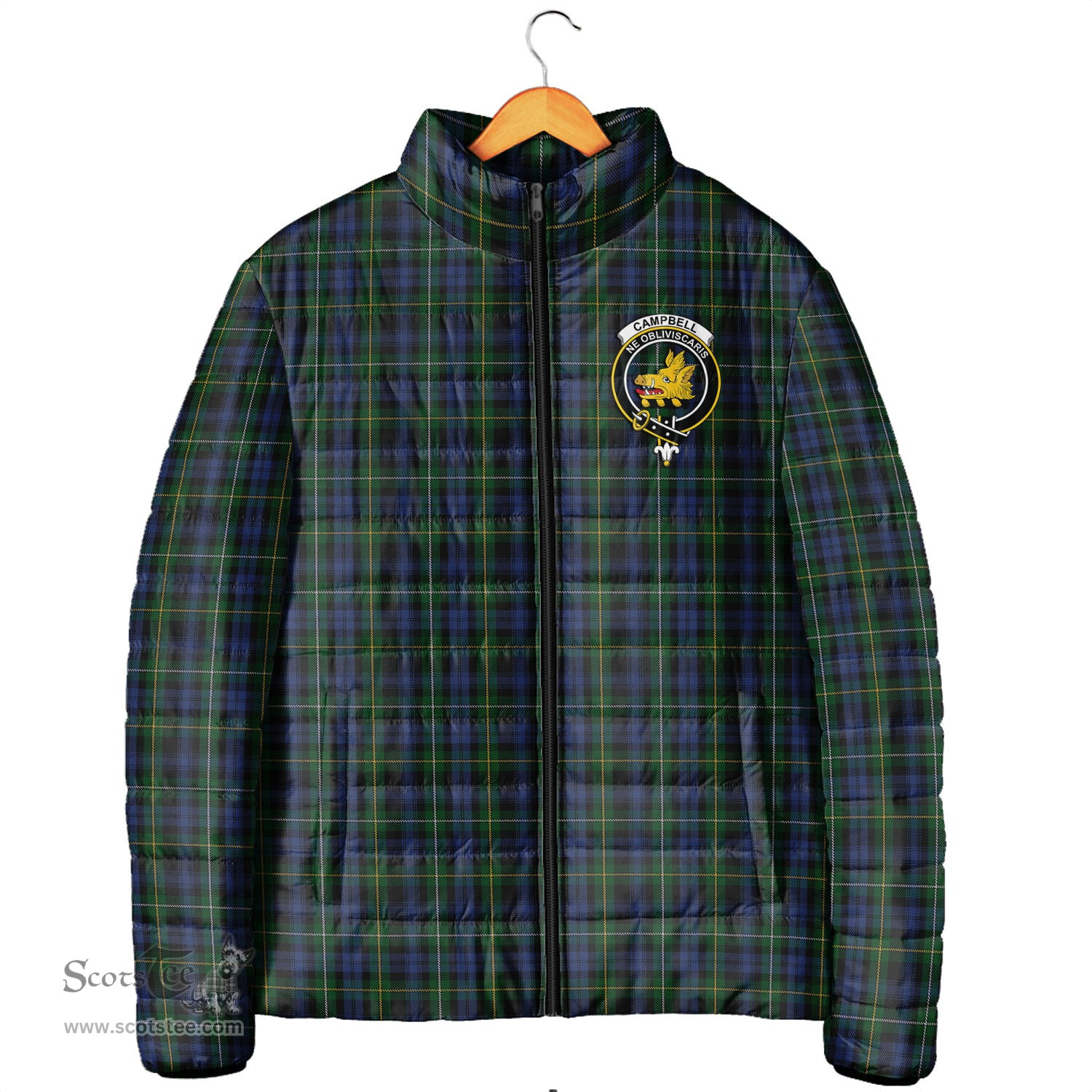 Scottish Campbell of Argyll #01 Clan Crest Tartan Padded Jacket with Family Crest - Tartan Plaid Jacket ScotsTee Shop - Tartan Plaid - scotstee.com