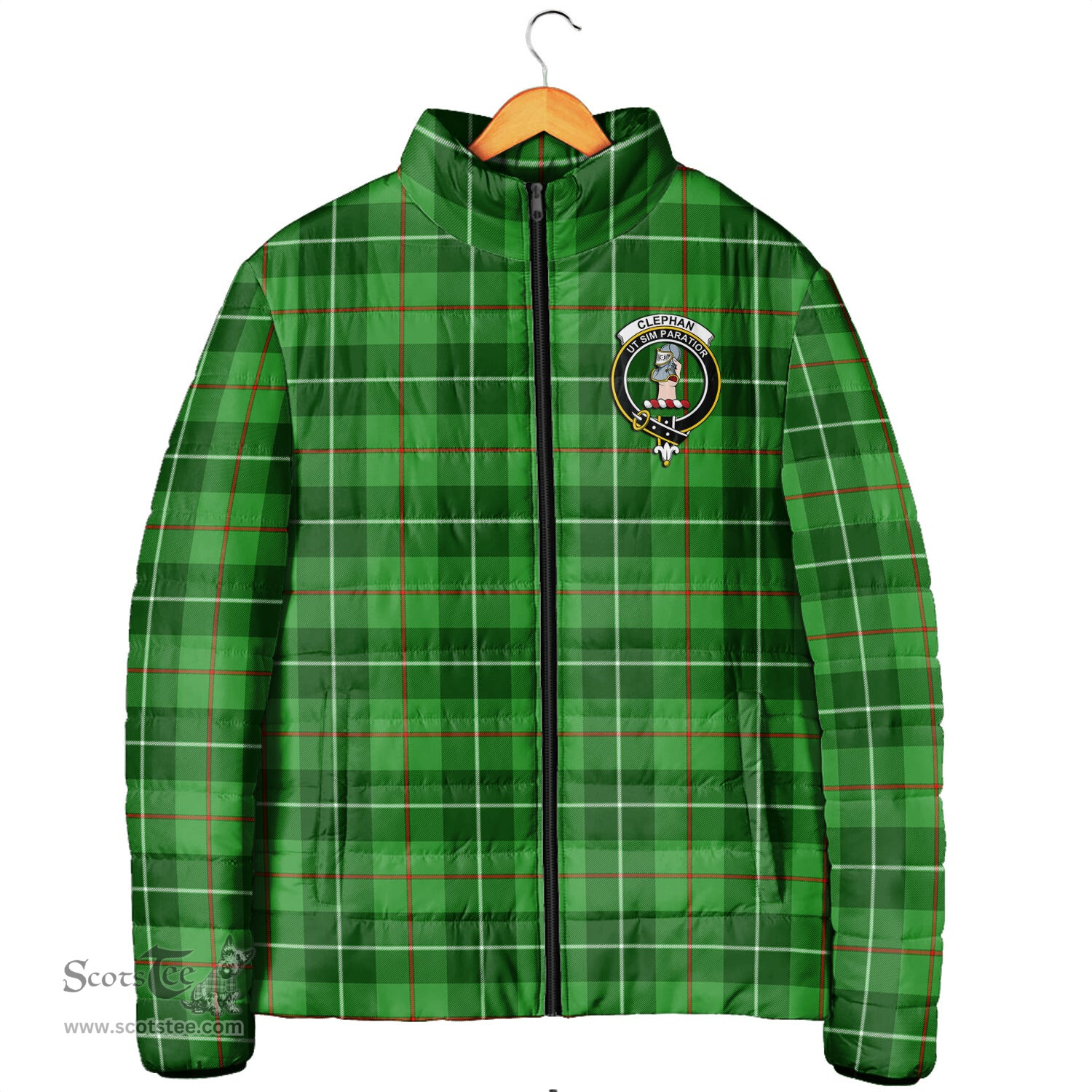 Scottish Clephan Clan Crest Tartan Padded Jacket with Family Crest - Tartan Plaid Jacket ScotsTee Shop - Tartan Plaid - scotstee.com