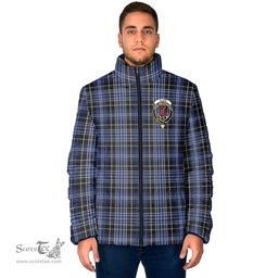 Scottish Clark Clan Crest Tartan Padded Jacket with Family Crest - Tartan Plaid Jacket ScotsTee Shop - Tartan Plaid - scotstee.com