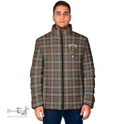 Scottish Ferguson Weathered Clan Crest Tartan Padded Jacket with Family Crest - Tartan Plaid Jacket ScotsTee Shop - Tartan Plaid - scotstee.com