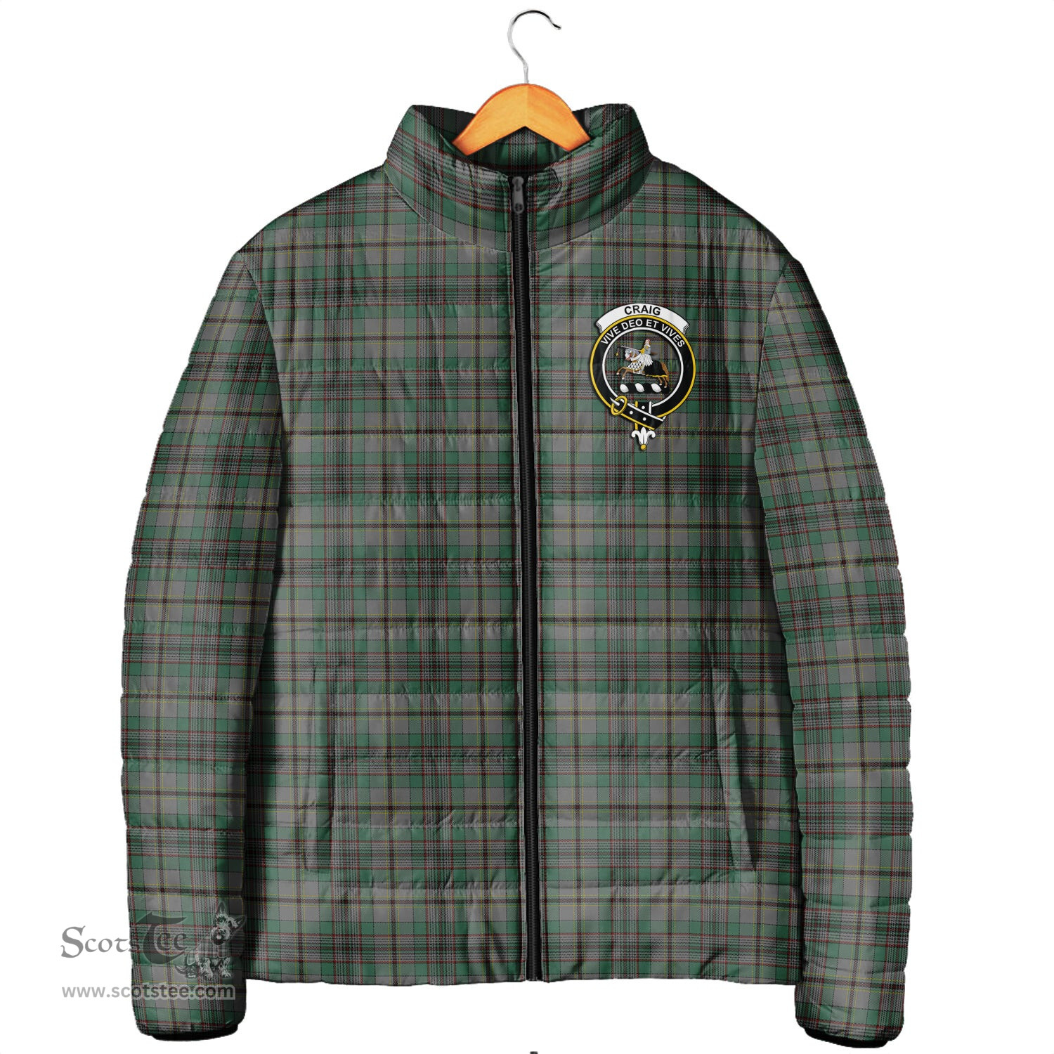 Scottish Craig Clan Crest Tartan Padded Jacket with Family Crest - Tartan Plaid Jacket ScotsTee Shop - Tartan Plaid - scotstee.com