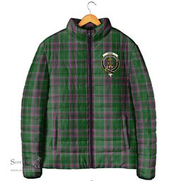 Scottish Gray Hunting Clan Crest Tartan Padded Jacket with Family Crest - Tartan Plaid Jacket ScotsTee Shop - Tartan Plaid - scotstee.com