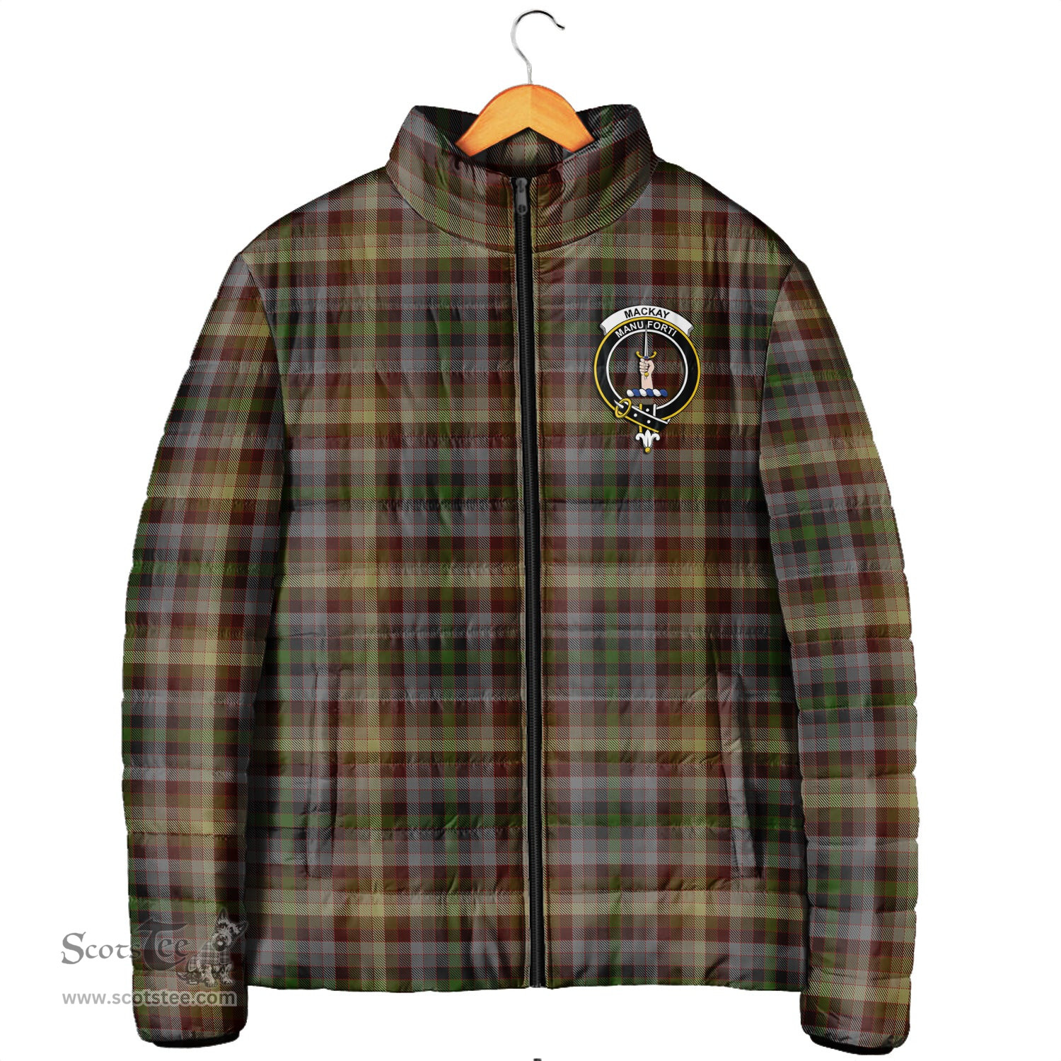 Scottish MacKay of Strathnaver Clan Crest Tartan Padded Jacket with Family Crest - Tartan Plaid Jacket ScotsTee Shop - Tartan Plaid - scotstee.com