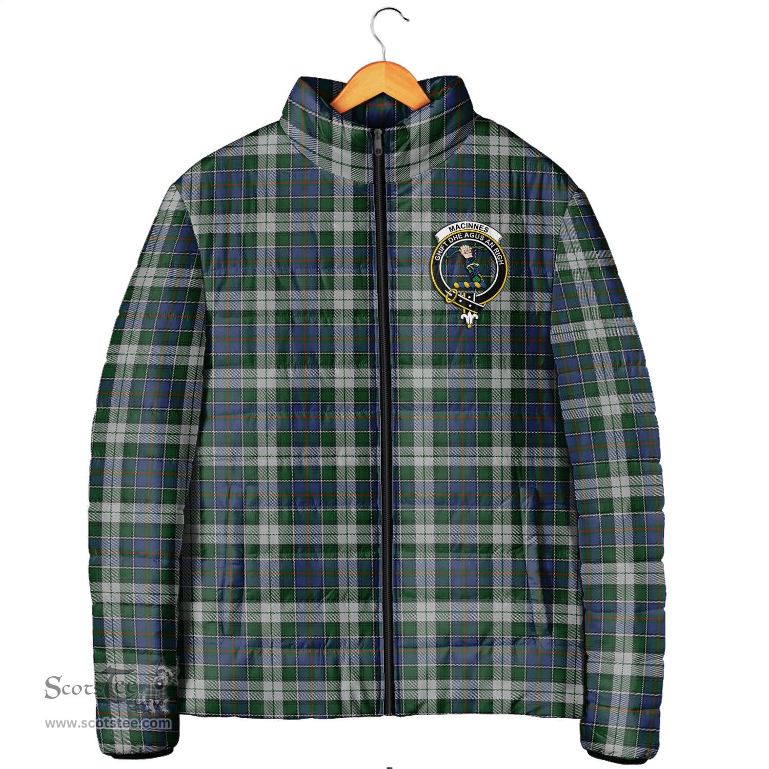 Scottish MacInnes Dress Clan Crest Tartan Padded Jacket with Family Crest - Tartan Plaid Jacket ScotsTee Shop - Tartan Plaid - scotstee.com