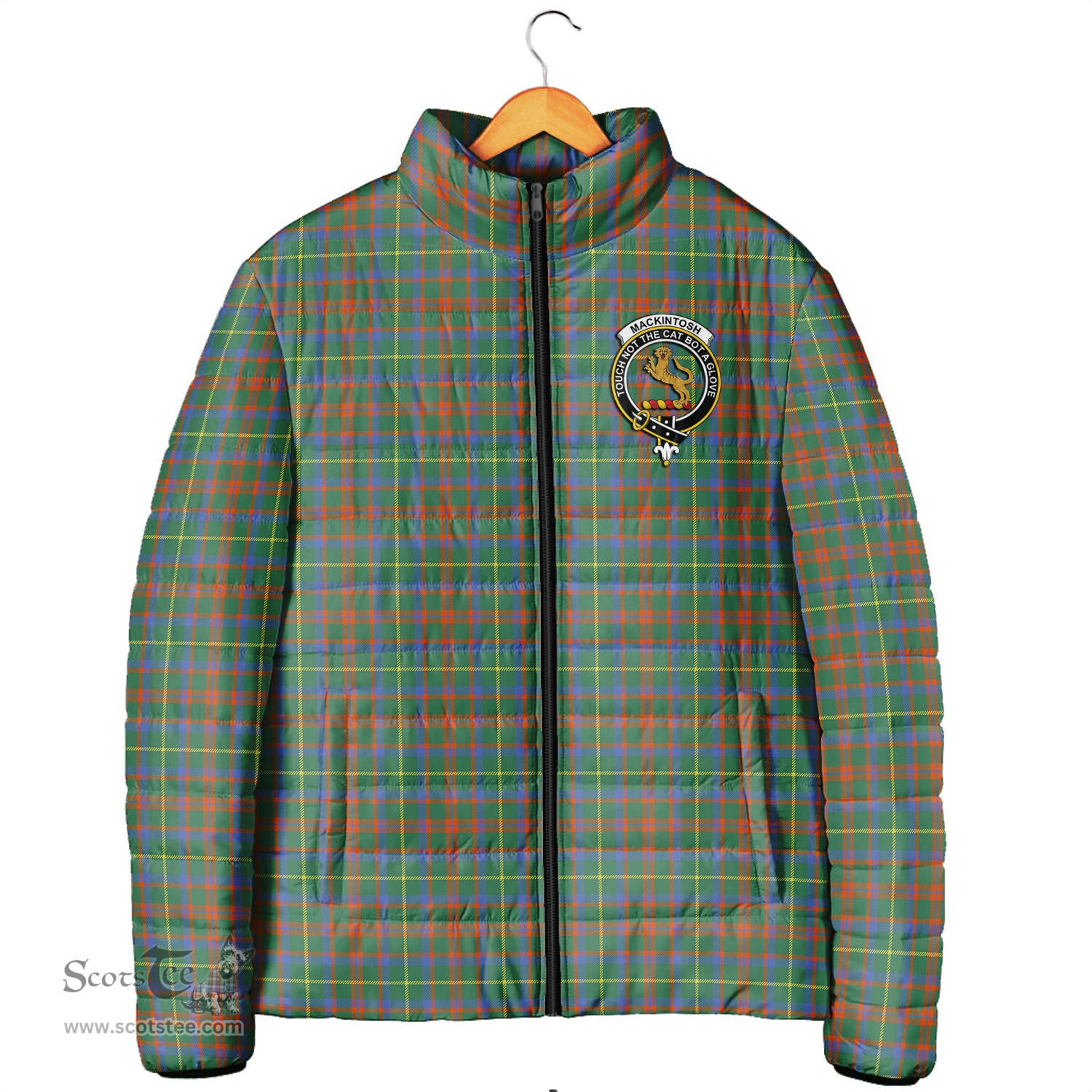 Scottish MacKintosh Hunting Ancient Clan Crest Tartan Padded Jacket with Family Crest - Tartan Plaid Jacket ScotsTee Shop - Tartan Plaid - scotstee.com