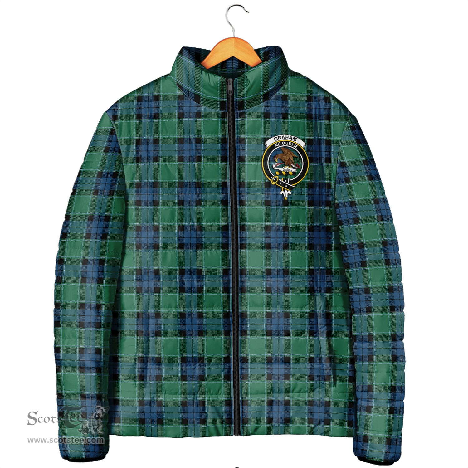 Scottish Graham of Menteith Ancient Clan Crest Tartan Padded Jacket with Family Crest - Tartan Plaid Jacket ScotsTee Shop - Tartan Plaid - scotstee.com