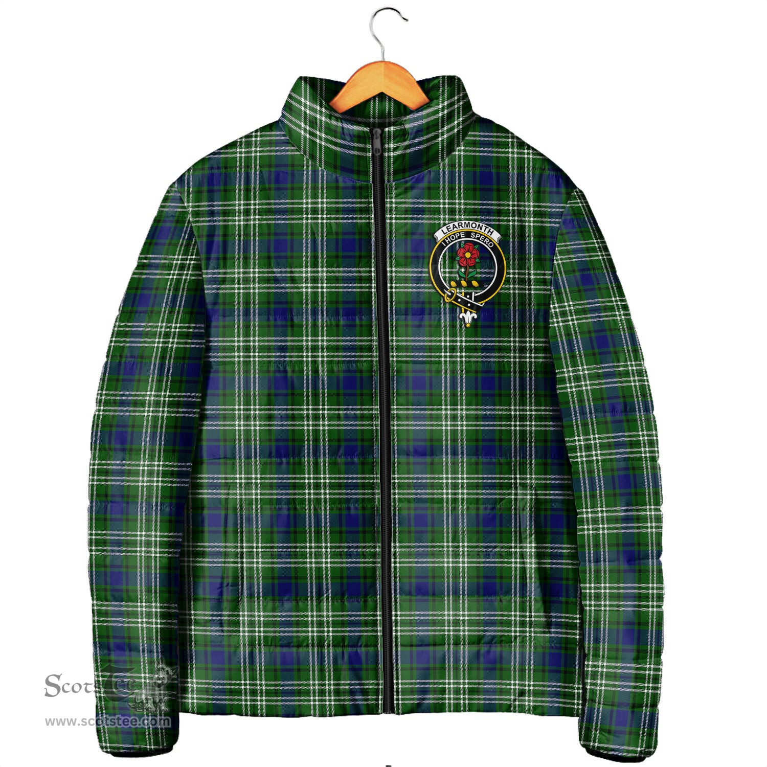 Scottish Learmonth Clan Crest Tartan Padded Jacket with Family Crest - Tartan Plaid Jacket ScotsTee Shop - Tartan Plaid - scotstee.com
