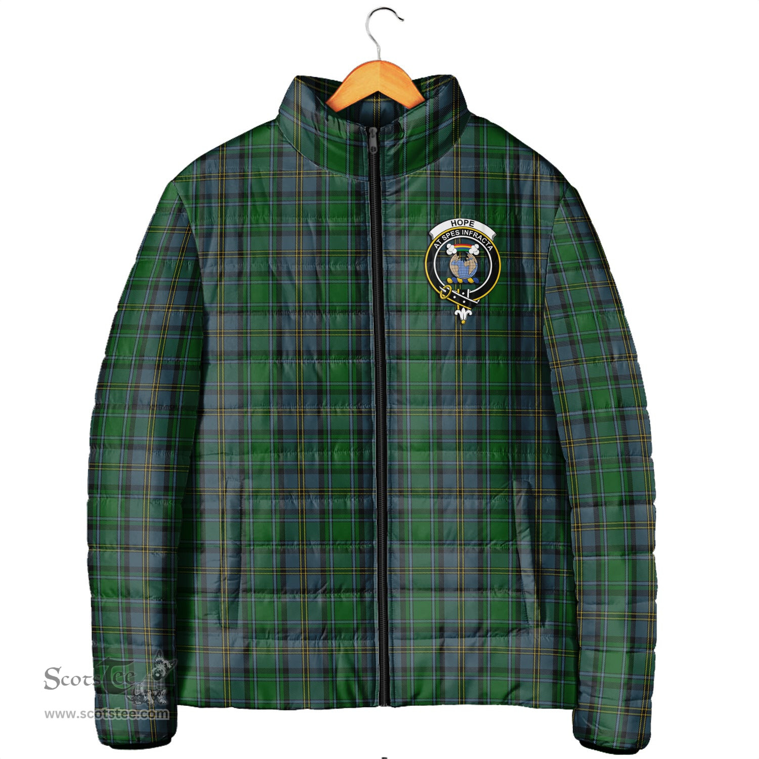 Scottish Hope Vere Clan Crest Tartan Padded Jacket with Family Crest - Tartan Plaid Jacket ScotsTee Shop - Tartan Plaid - scotstee.com