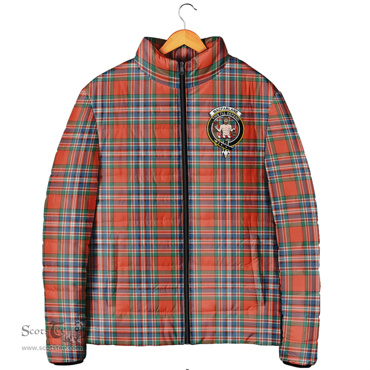 Scottish MacFarlane Ancient Clan Crest Tartan Padded Jacket with Family Crest - Tartan Plaid Jacket ScotsTee Shop - Tartan Plaid - scotstee.com
