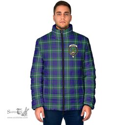 Scottish Hamilton Hunting Modern Clan Crest Tartan Padded Jacket with Family Crest - Tartan Plaid Jacket ScotsTee Shop - Tartan Plaid - scotstee.com