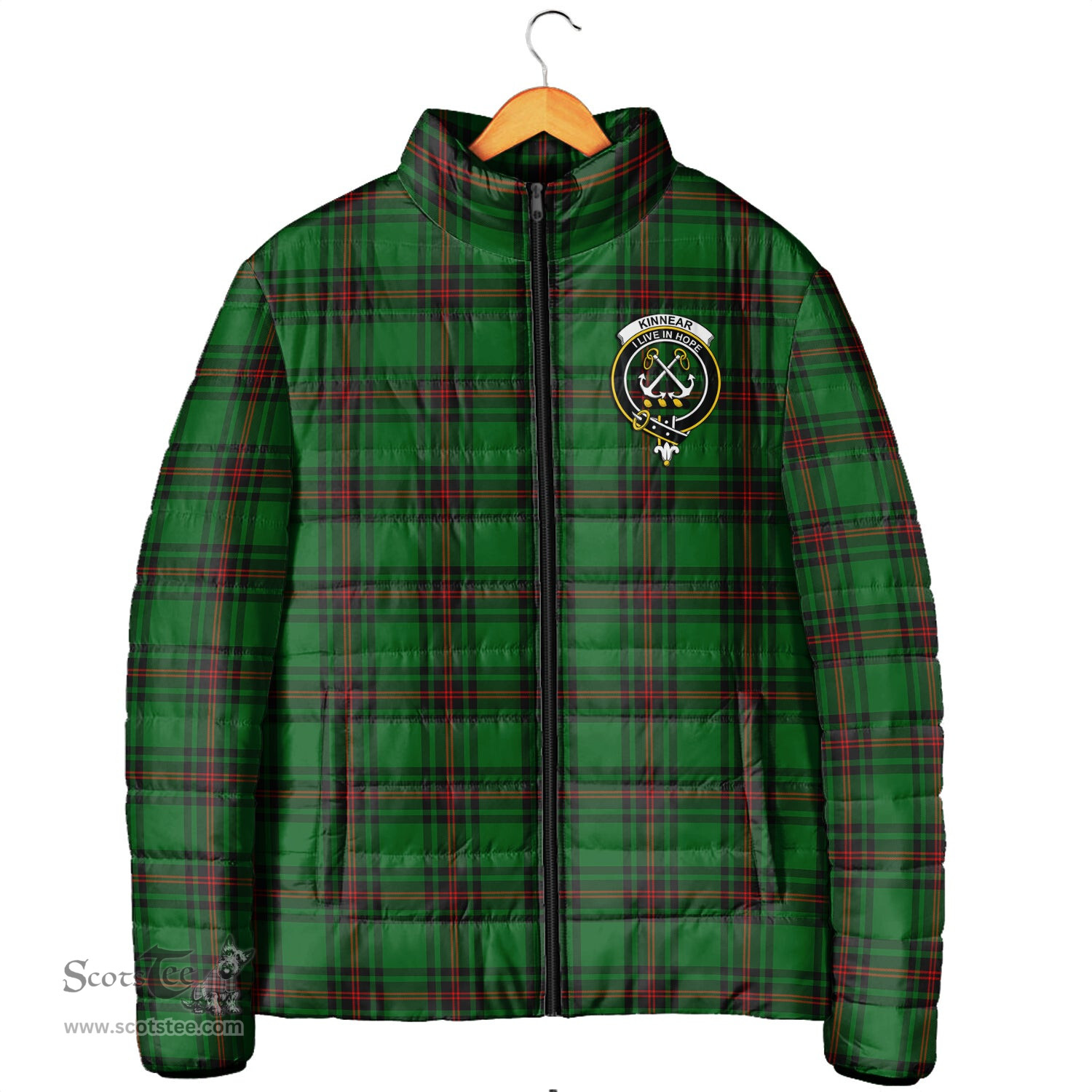 Scottish Kinnear Clan Crest Tartan Padded Jacket with Family Crest - Tartan Plaid Jacket ScotsTee Shop - Tartan Plaid - scotstee.com