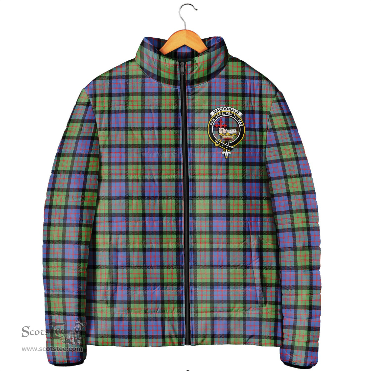 Scottish MacDonald Ancient Clan Crest Tartan Padded Jacket with Family Crest - Tartan Plaid Jacket ScotsTee Shop - Tartan Plaid - scotstee.com
