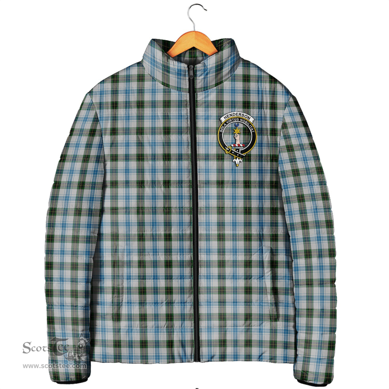 Scottish Henderson Dress Clan Crest Tartan Padded Jacket with Family Crest - Tartan Plaid Jacket ScotsTee Shop - Tartan Plaid - scotstee.com