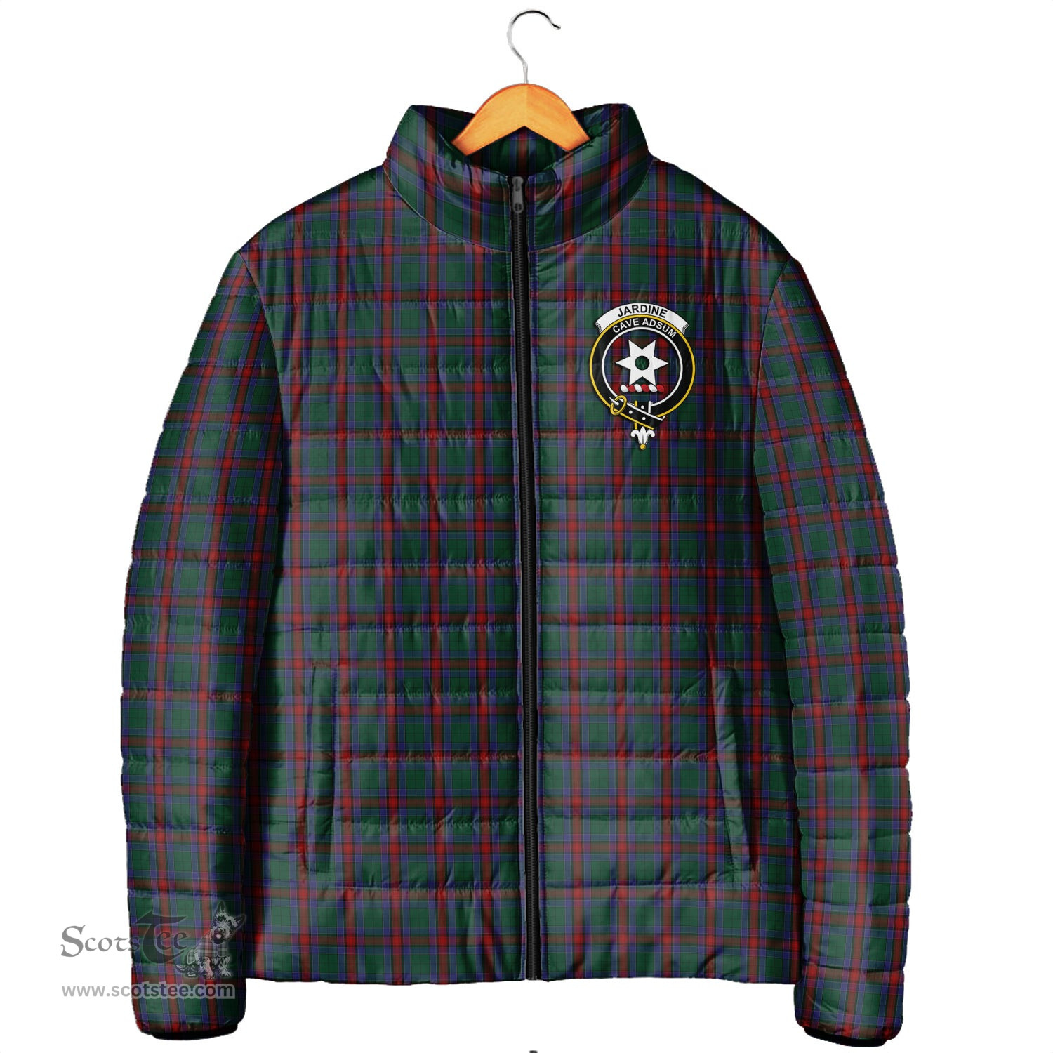 Scottish Jardine Dress Clan Crest Tartan Padded Jacket with Family Crest - Tartan Plaid Jacket ScotsTee Shop - Tartan Plaid - scotstee.com