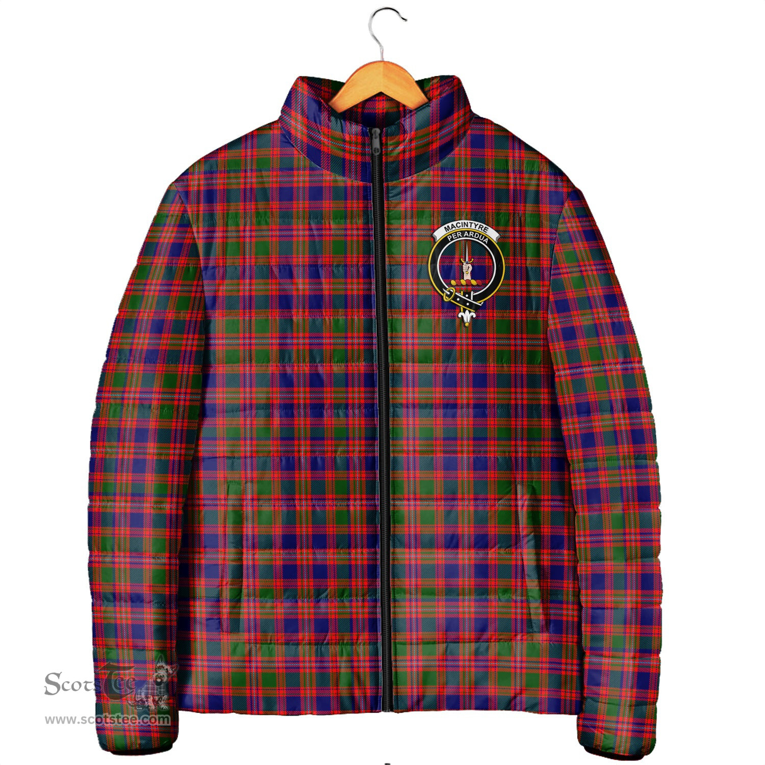 Scottish MacIntyre Modern Clan Crest Tartan Padded Jacket with Family Crest - Tartan Plaid Jacket ScotsTee Shop - Tartan Plaid - scotstee.com