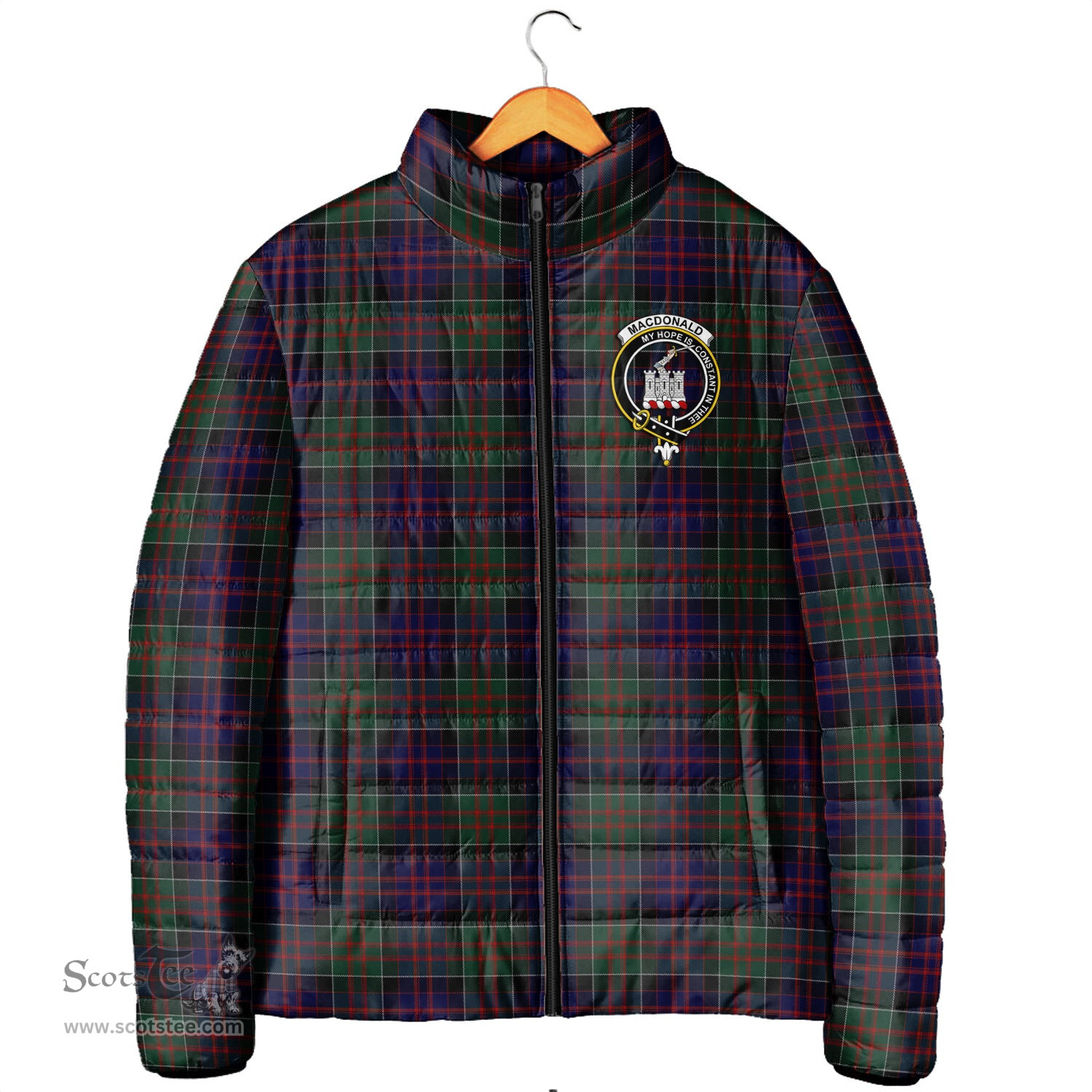 Scottish MacDonald of Clan Ranald Clan Crest Tartan Padded Jacket with Family Crest - Tartan Plaid Jacket ScotsTee Shop - Tartan Plaid - scotstee.com