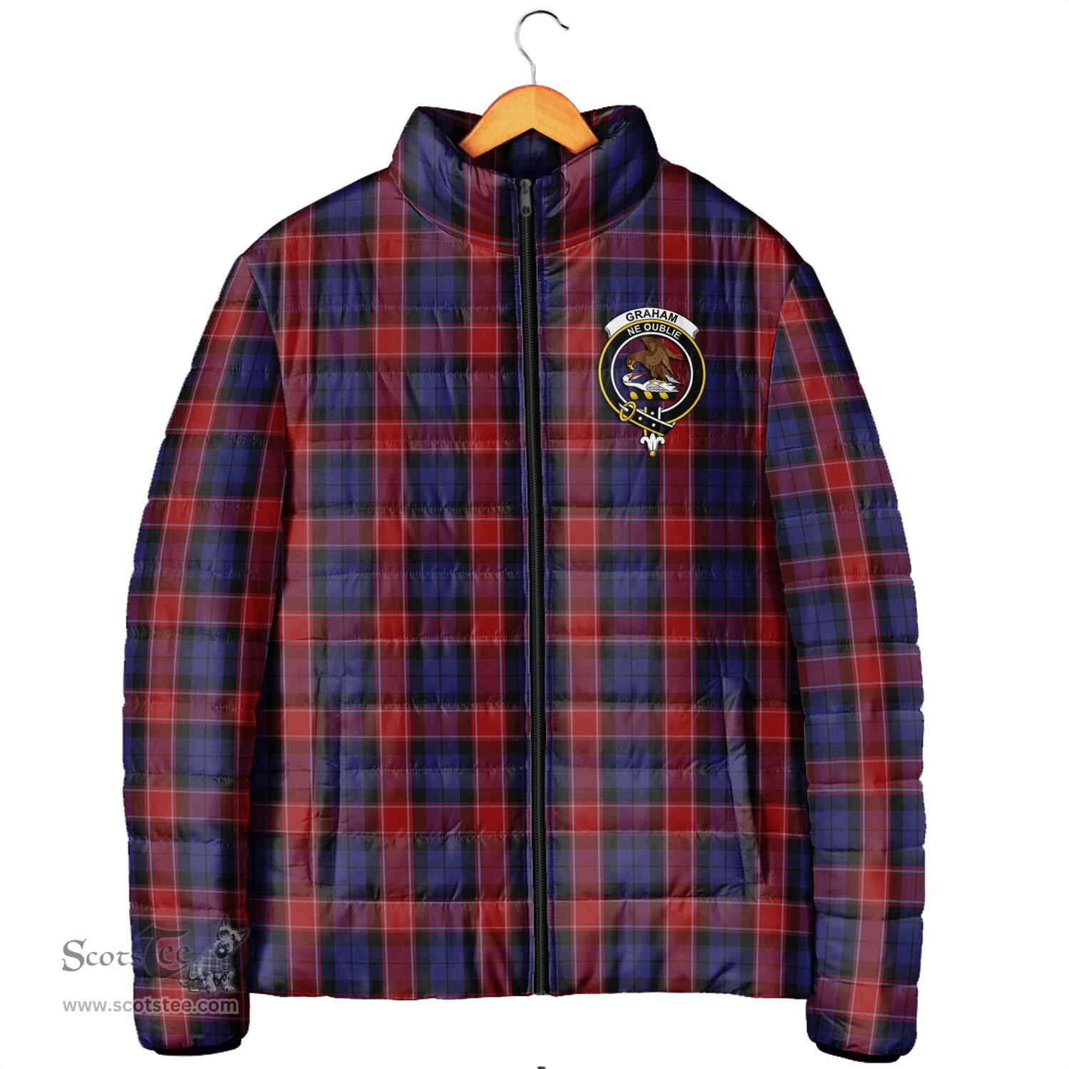 Scottish Graham of Menteith Red Clan Crest Tartan Padded Jacket with Family Crest - Tartan Plaid Jacket ScotsTee Shop - Tartan Plaid - scotstee.com