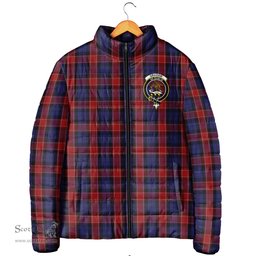 Scottish Graham of Menteith Red Clan Crest Tartan Padded Jacket with Family Crest - Tartan Plaid Jacket ScotsTee Shop - Tartan Plaid - scotstee.com