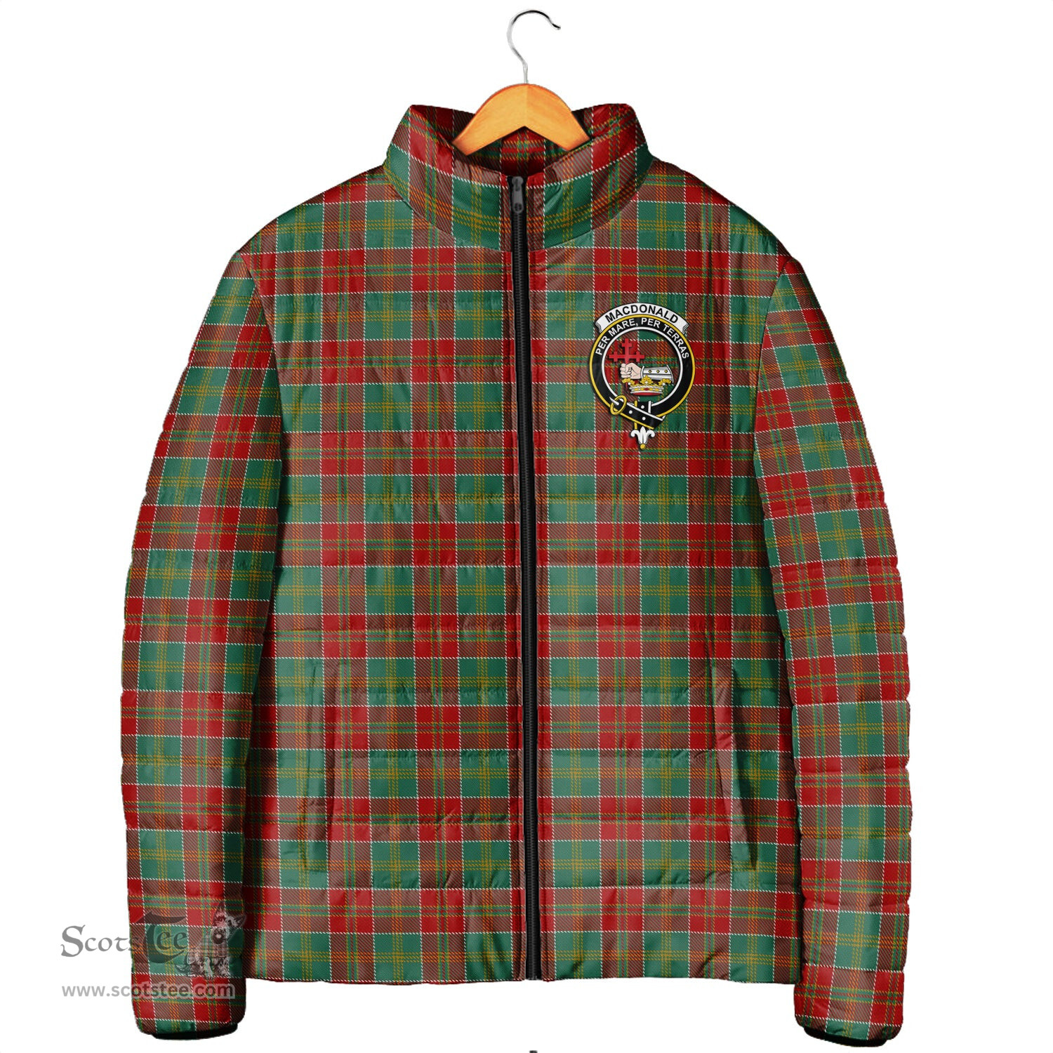 Scottish MacDonald of Kingsburgh Clan Crest Tartan Padded Jacket with Family Crest - Tartan Plaid Jacket ScotsTee Shop - Tartan Plaid - scotstee.com