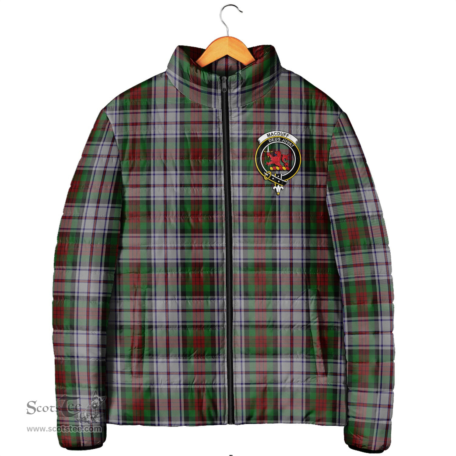 Scottish MacDuff Dress Clan Crest Tartan Padded Jacket with Family Crest - Tartan Plaid Jacket ScotsTee Shop - Tartan Plaid - scotstee.com