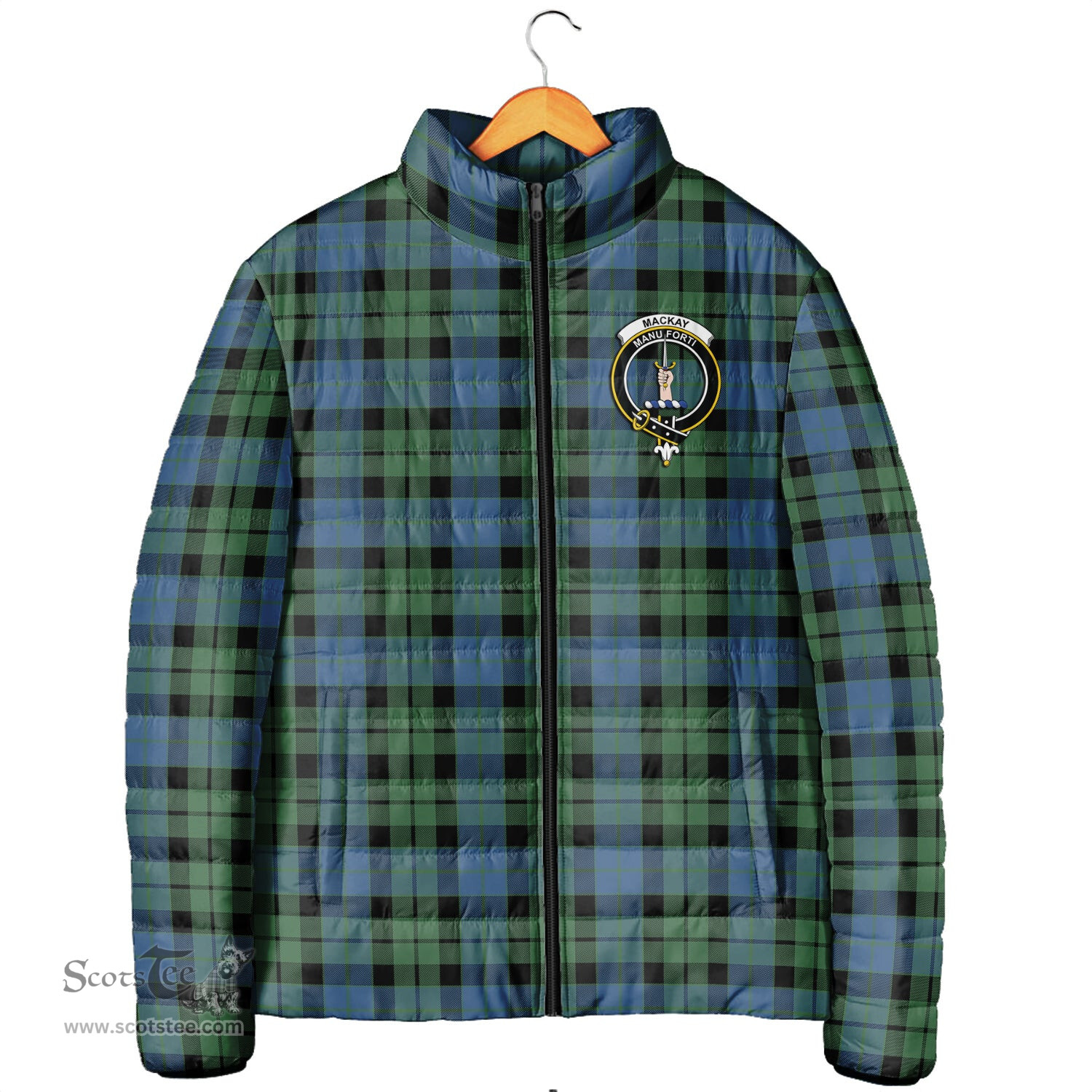 Scottish MacKay Ancient Clan Crest Tartan Padded Jacket with Family Crest - Tartan Plaid Jacket ScotsTee Shop - Tartan Plaid - scotstee.com