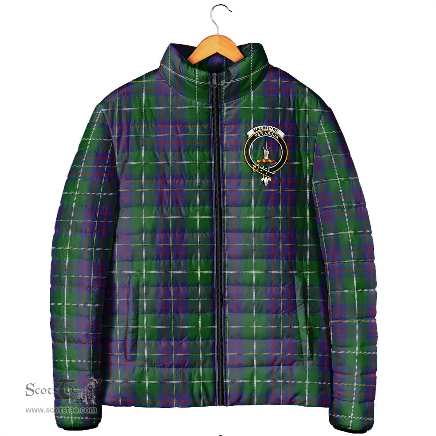 Scottish MacIntyre Inglis Clan Crest Tartan Padded Jacket with Family Crest - Tartan Plaid Jacket ScotsTee Shop - Tartan Plaid - scotstee.com
