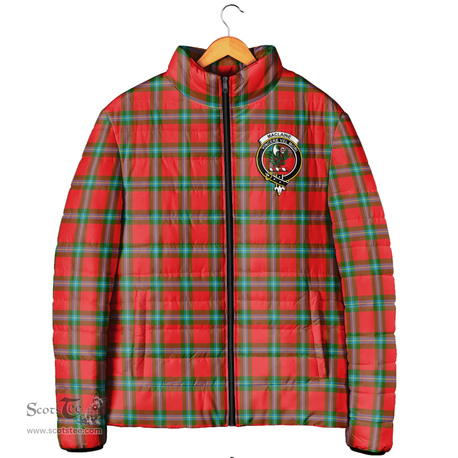 Scottish MacLaine of Loch Buie Clan Crest Tartan Padded Jacket with Family Crest - Tartan Plaid Jacket ScotsTee Shop - Tartan Plaid - scotstee.com