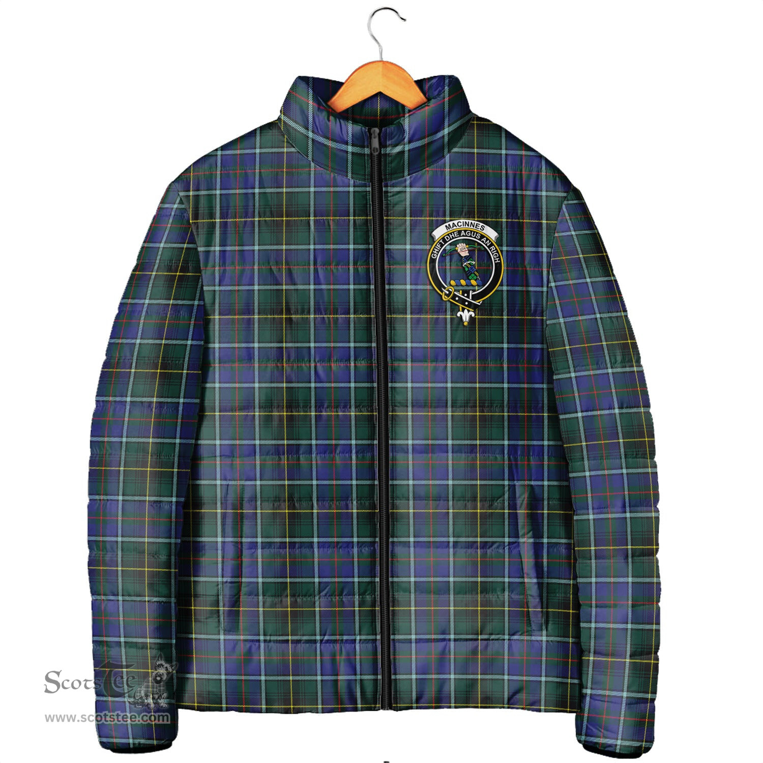Scottish MacInnes Modern Clan Crest Tartan Padded Jacket with Family Crest - Tartan Plaid Jacket ScotsTee Shop - Tartan Plaid - scotstee.com