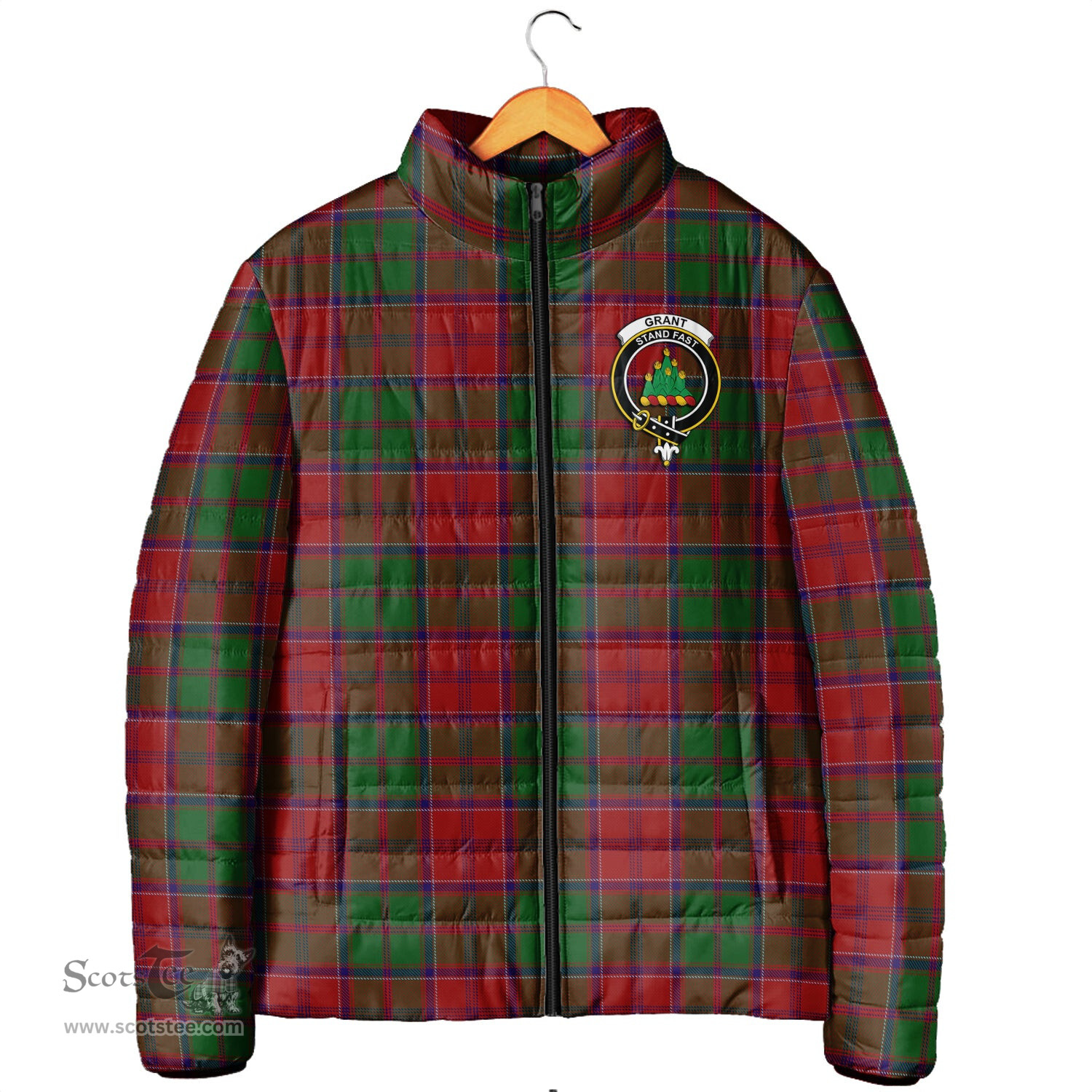Scottish Grant Clan Crest Tartan Padded Jacket with Family Crest - Tartan Plaid Jacket ScotsTee Shop - Tartan Plaid - scotstee.com