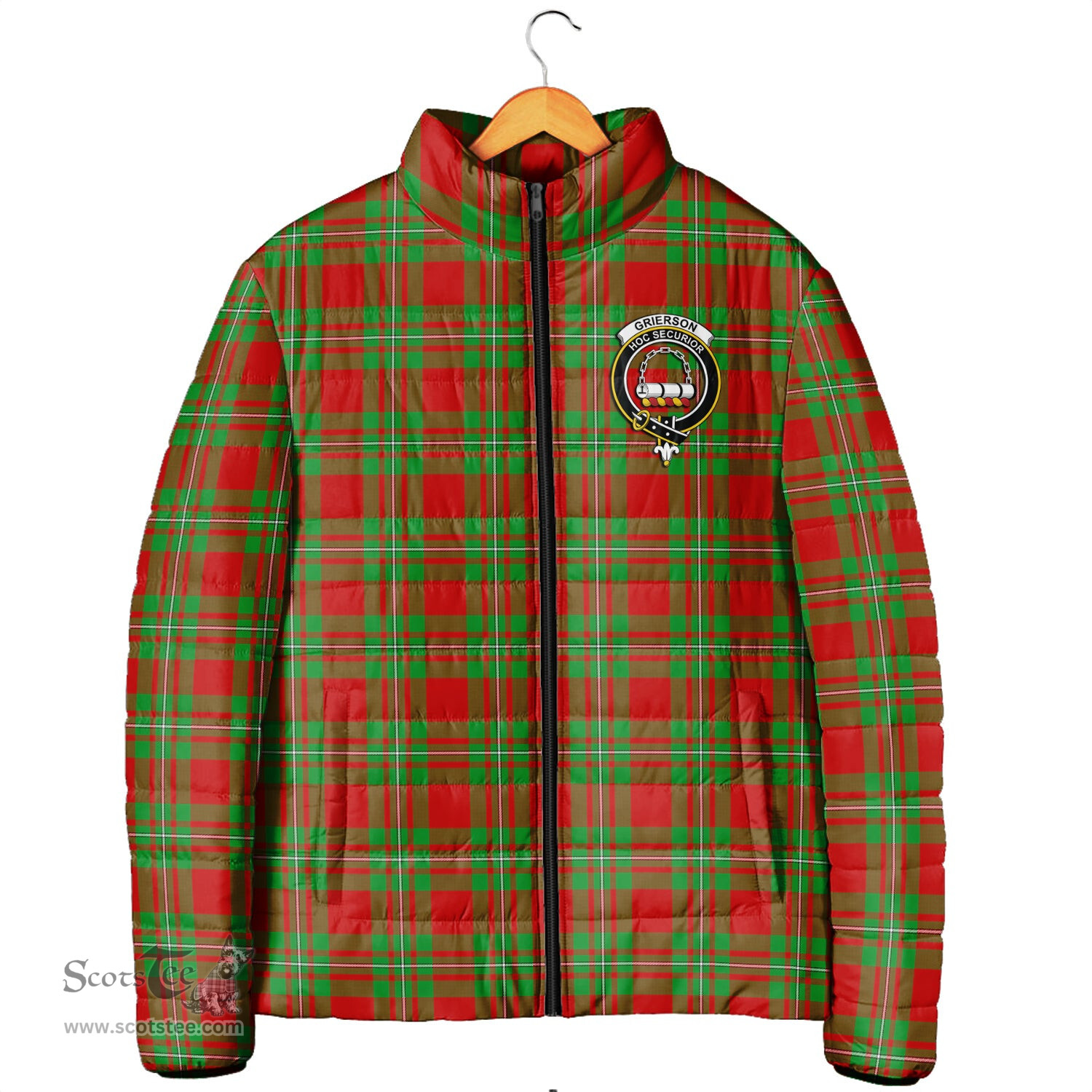 Scottish Grierson Clan Crest Tartan Padded Jacket with Family Crest - Tartan Plaid Jacket ScotsTee Shop - Tartan Plaid - scotstee.com
