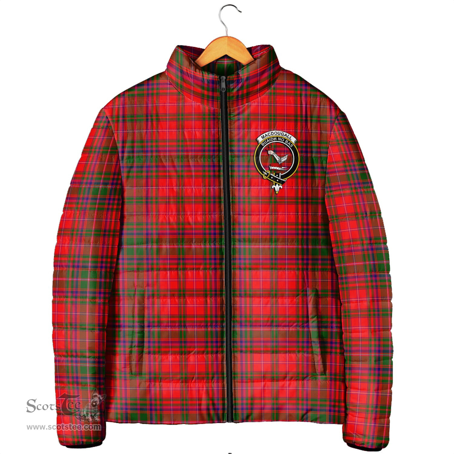 Scottish MacDougall Modern Clan Crest Tartan Padded Jacket with Family Crest - Tartan Plaid Jacket ScotsTee Shop - Tartan Plaid - scotstee.com