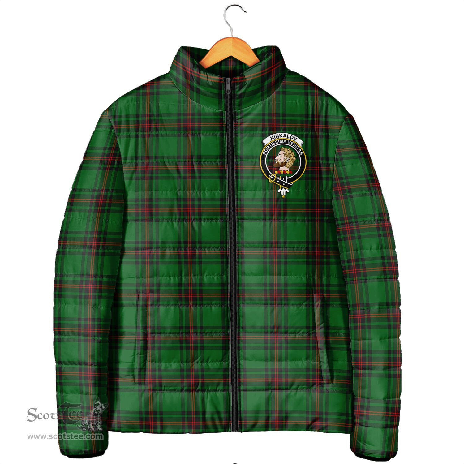 Scottish Kirkaldy Clan Crest Tartan Padded Jacket with Family Crest - Tartan Plaid Jacket ScotsTee Shop - Tartan Plaid - scotstee.com