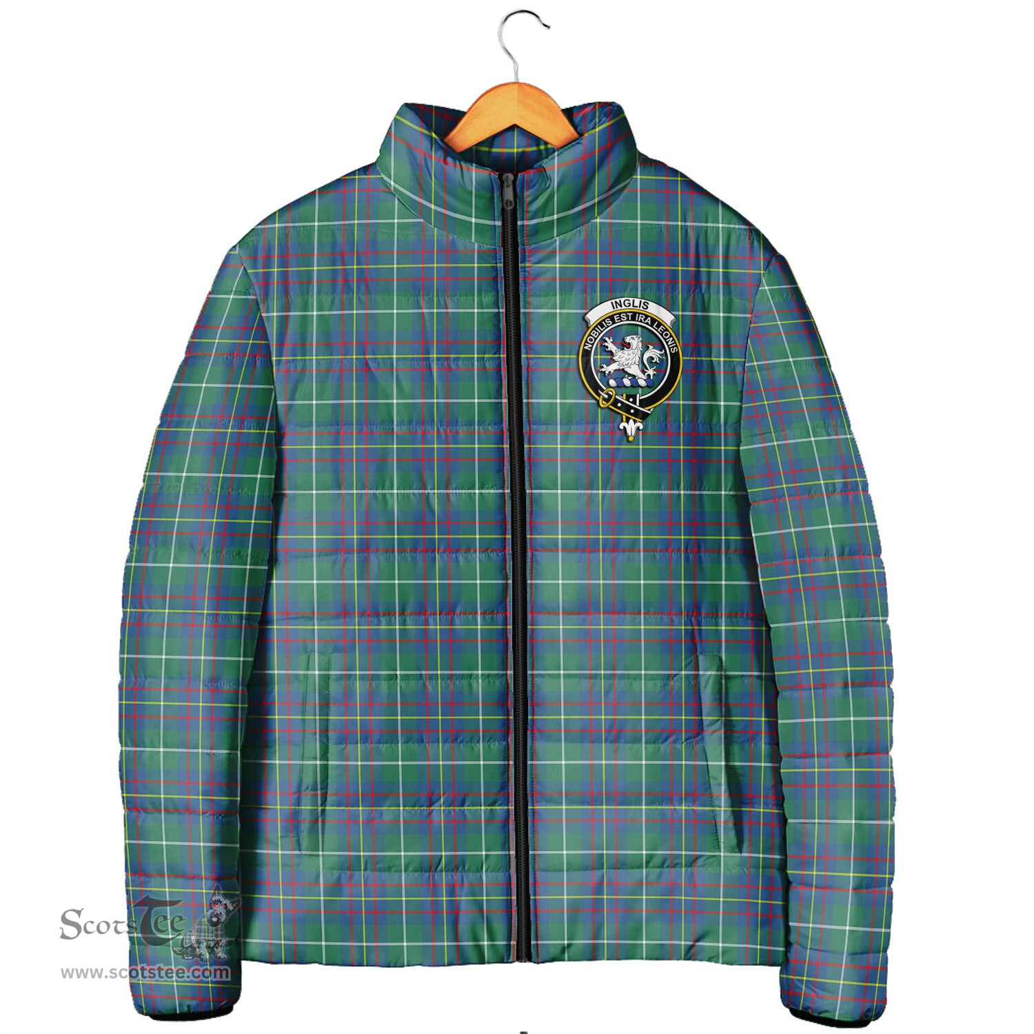 Scottish Inglis Ancient Clan Crest Tartan Padded Jacket with Family Crest - Tartan Plaid Jacket ScotsTee Shop - Tartan Plaid - scotstee.com