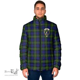 Scottish Gunn Modern Clan Crest Tartan Padded Jacket with Family Crest - Tartan Plaid Jacket ScotsTee Shop - Tartan Plaid - scotstee.com