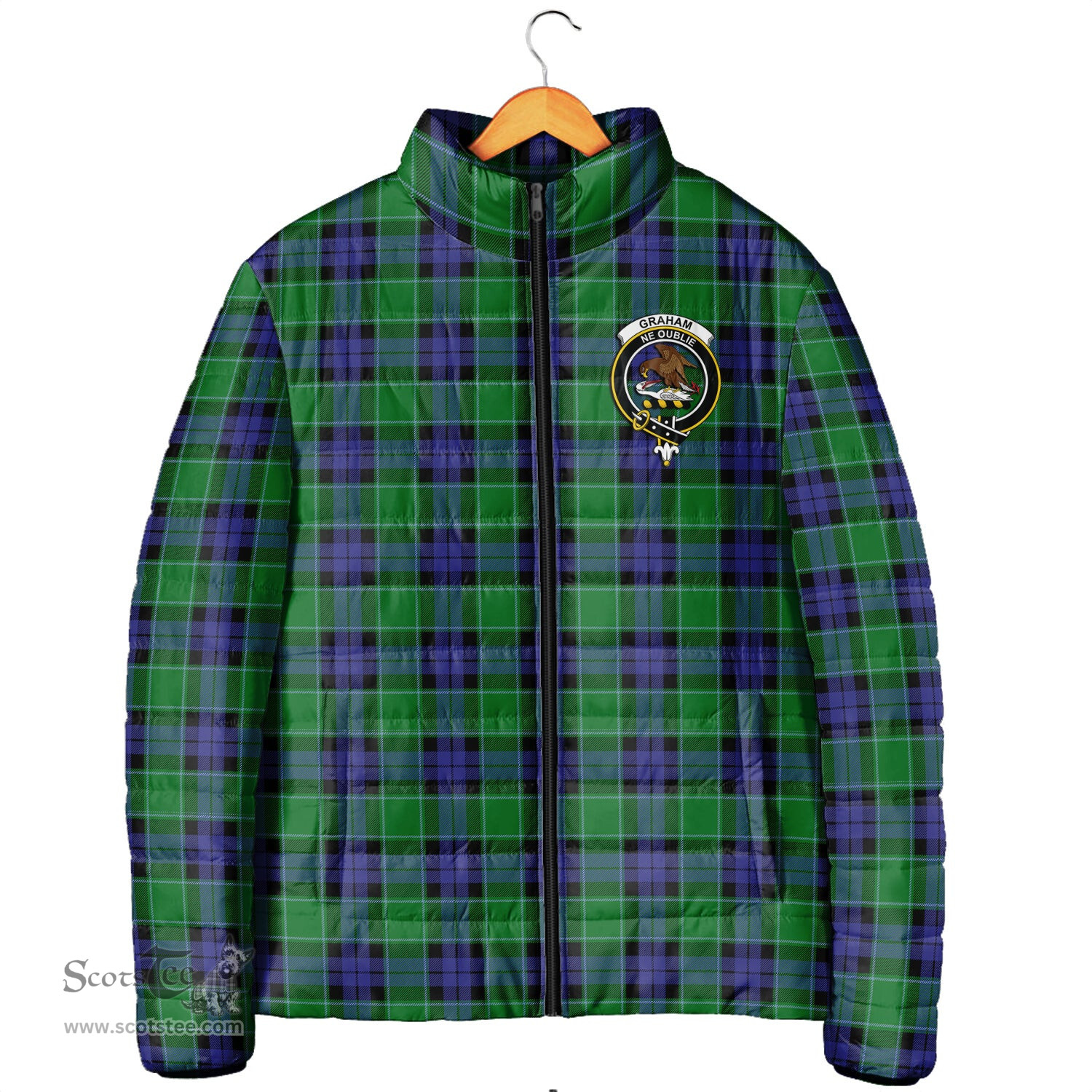 Scottish Graham of Menteith Modern Clan Crest Tartan Padded Jacket with Family Crest - Tartan Plaid Jacket ScotsTee Shop - Tartan Plaid - scotstee.com