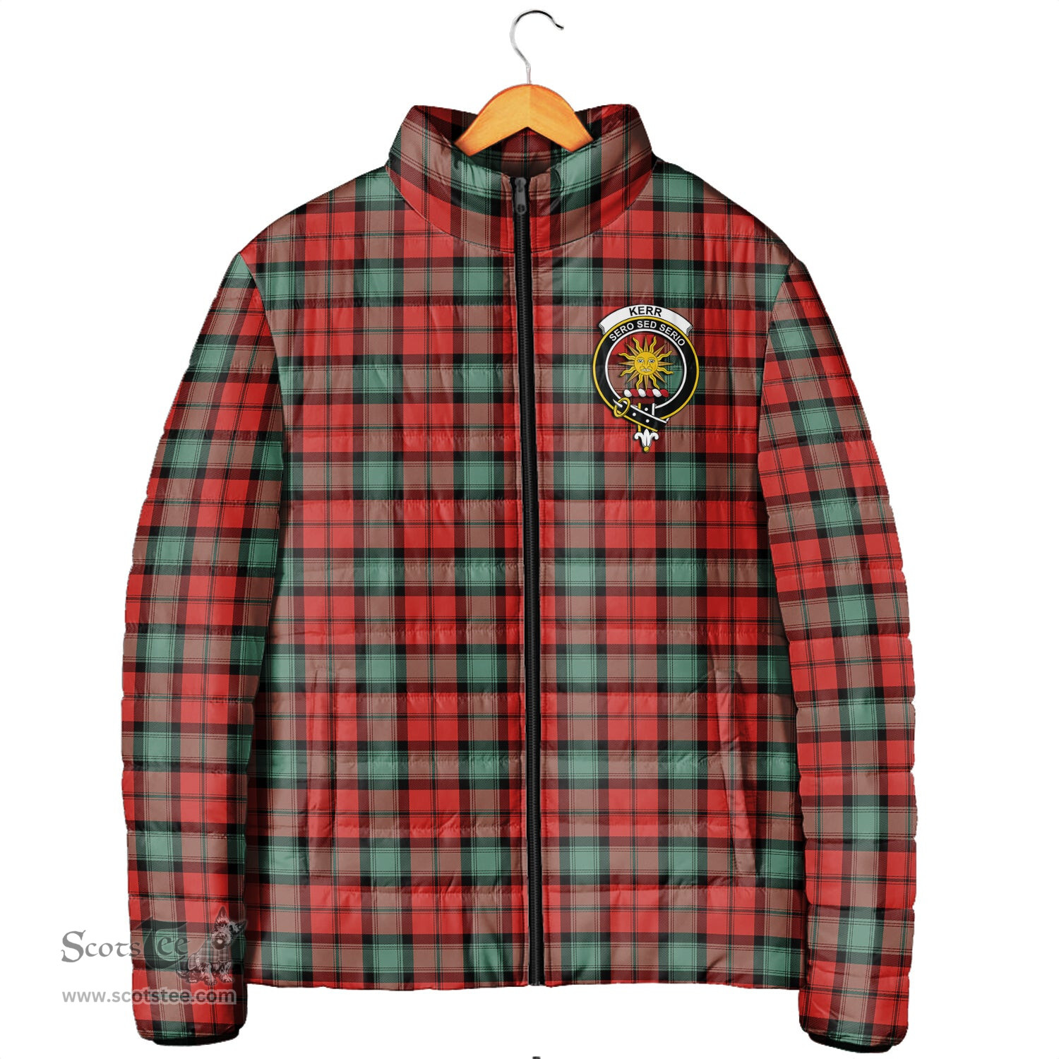 Scottish Kerr Ancient Clan Crest Tartan Padded Jacket with Family Crest - Tartan Plaid Jacket ScotsTee Shop - Tartan Plaid - scotstee.com