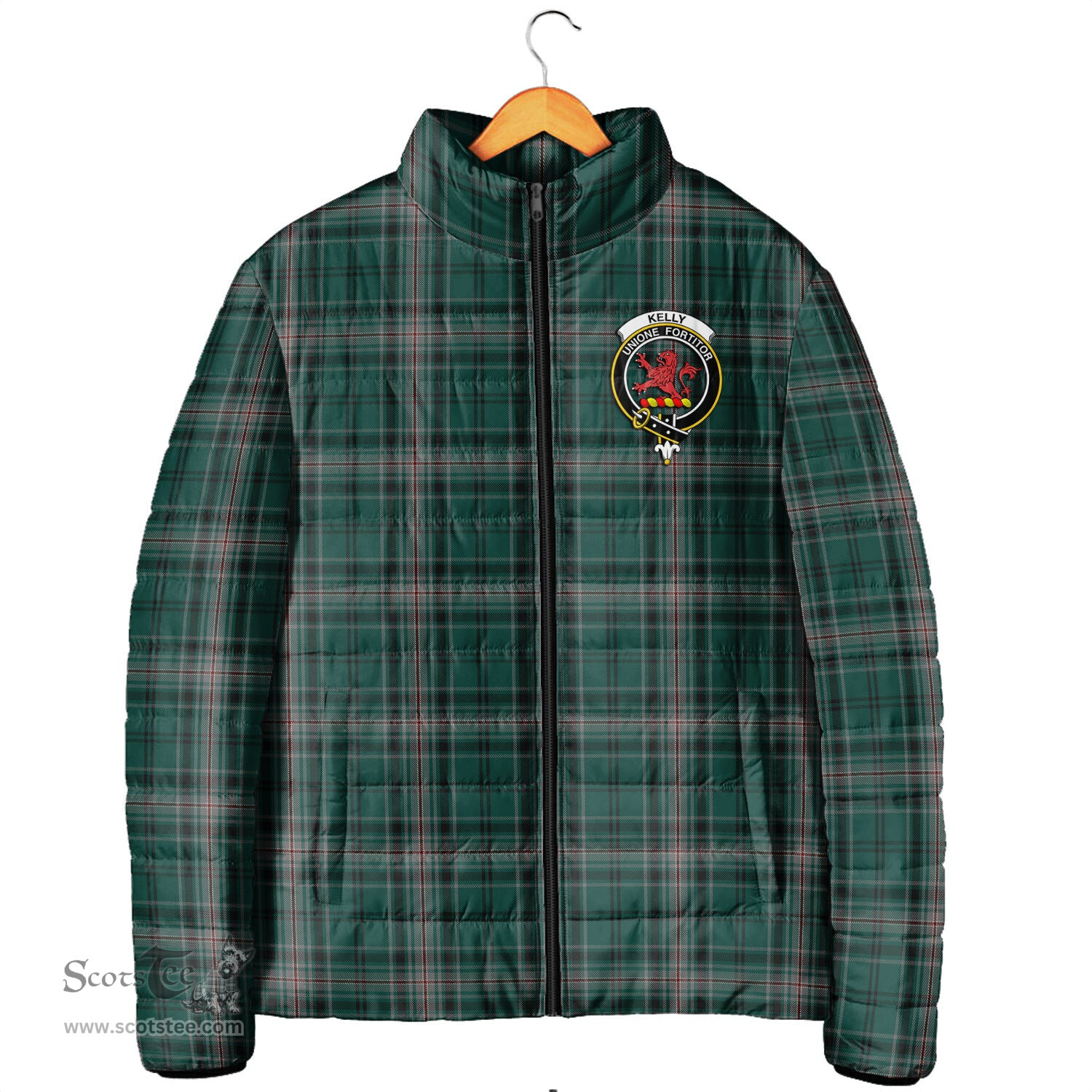 Scottish Kelly of Sleat Hunting Clan Crest Tartan Padded Jacket with Family Crest - Tartan Plaid Jacket ScotsTee Shop - Tartan Plaid - scotstee.com
