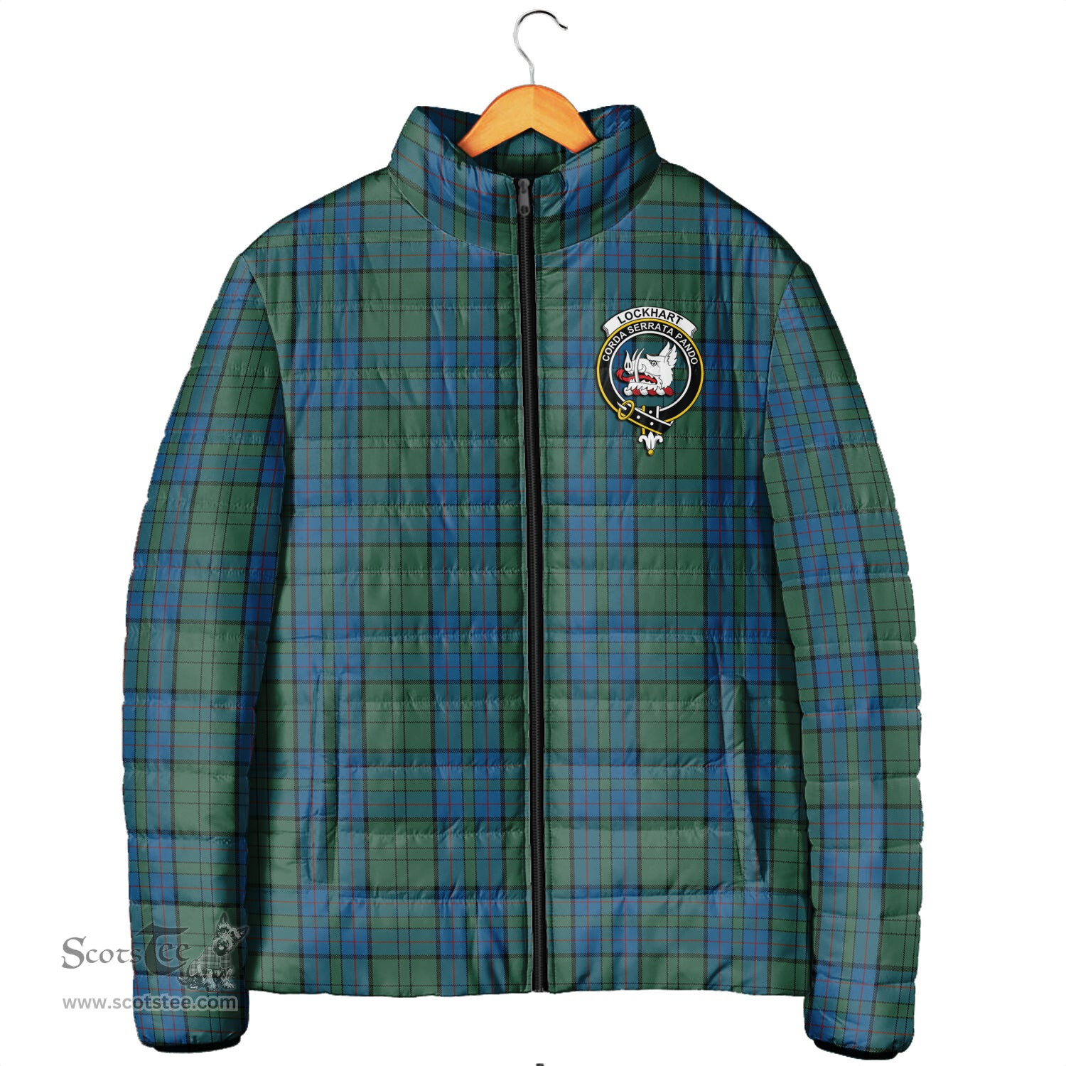 Scottish Lockhart Clan Crest Tartan Padded Jacket with Family Crest - Tartan Plaid Jacket ScotsTee Shop - Tartan Plaid - scotstee.com