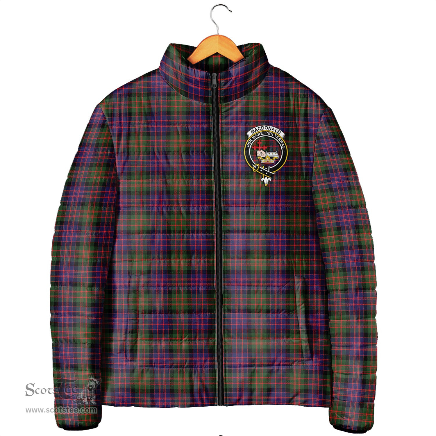 Scottish MacDonald Modern Clan Crest Tartan Padded Jacket with Family Crest - Tartan Plaid Jacket ScotsTee Shop - Tartan Plaid - scotstee.com