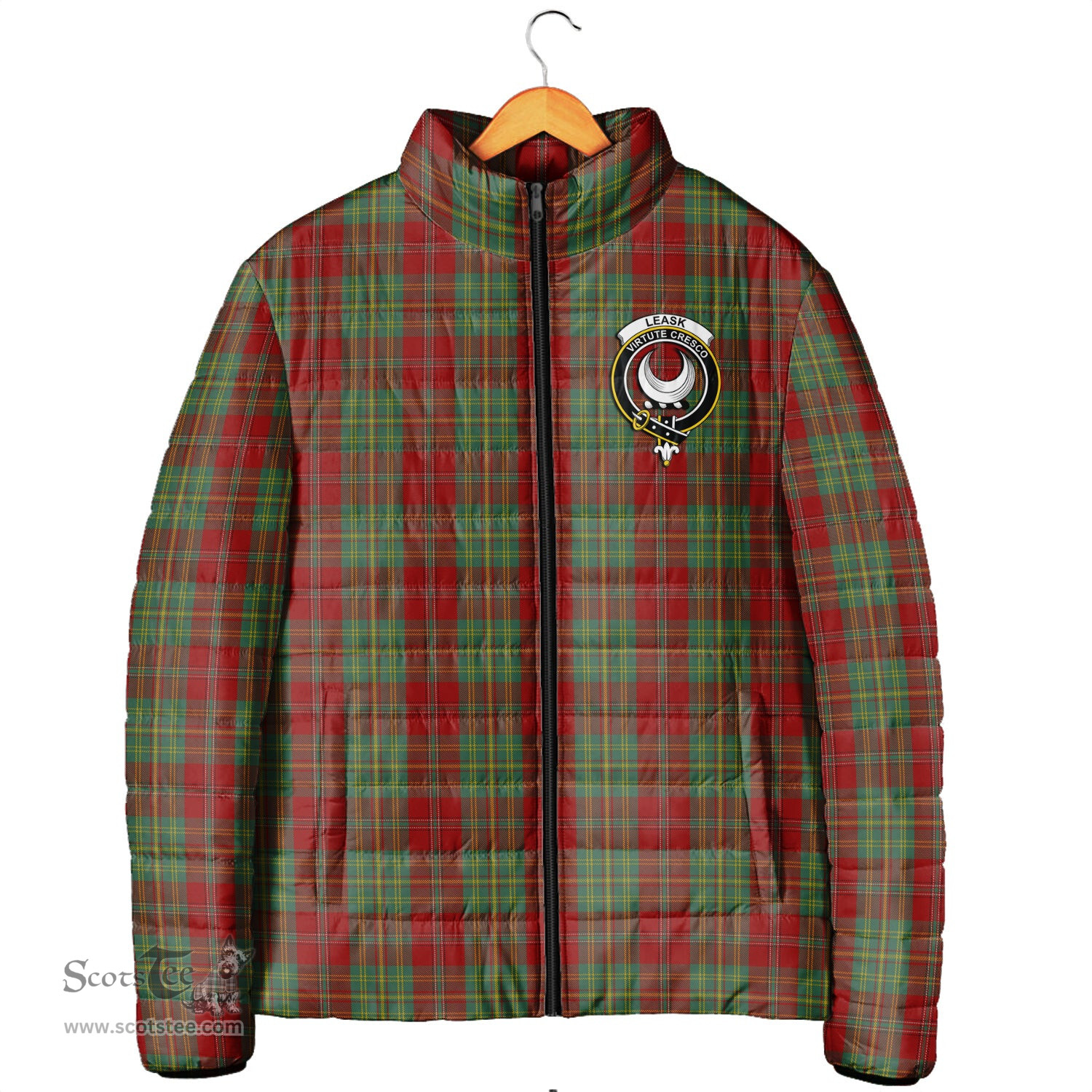 Scottish Leask Clan Crest Tartan Padded Jacket with Family Crest - Tartan Plaid Jacket ScotsTee Shop - Tartan Plaid - scotstee.com