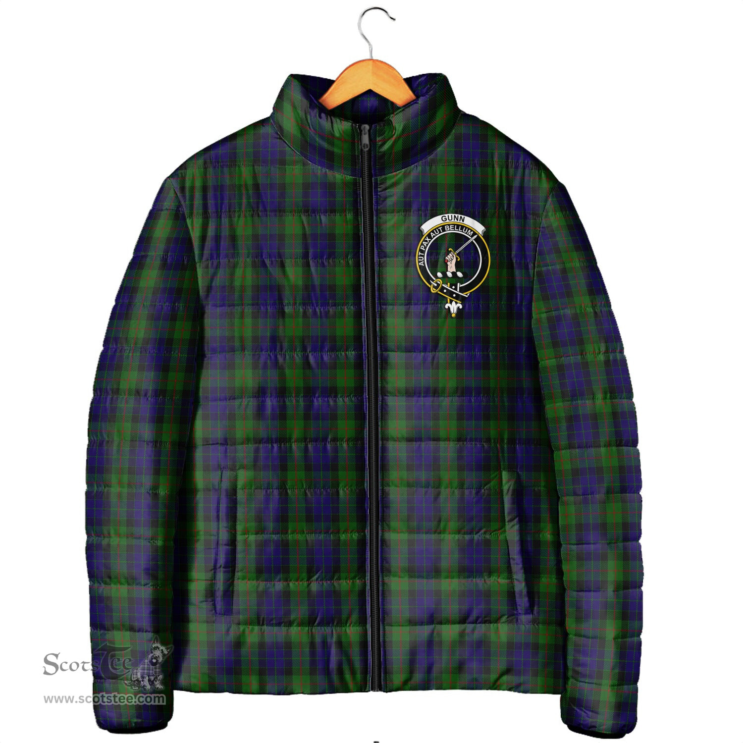 Scottish Gunn Clan Crest Tartan Padded Jacket with Family Crest - Tartan Plaid Jacket ScotsTee Shop - Tartan Plaid - scotstee.com