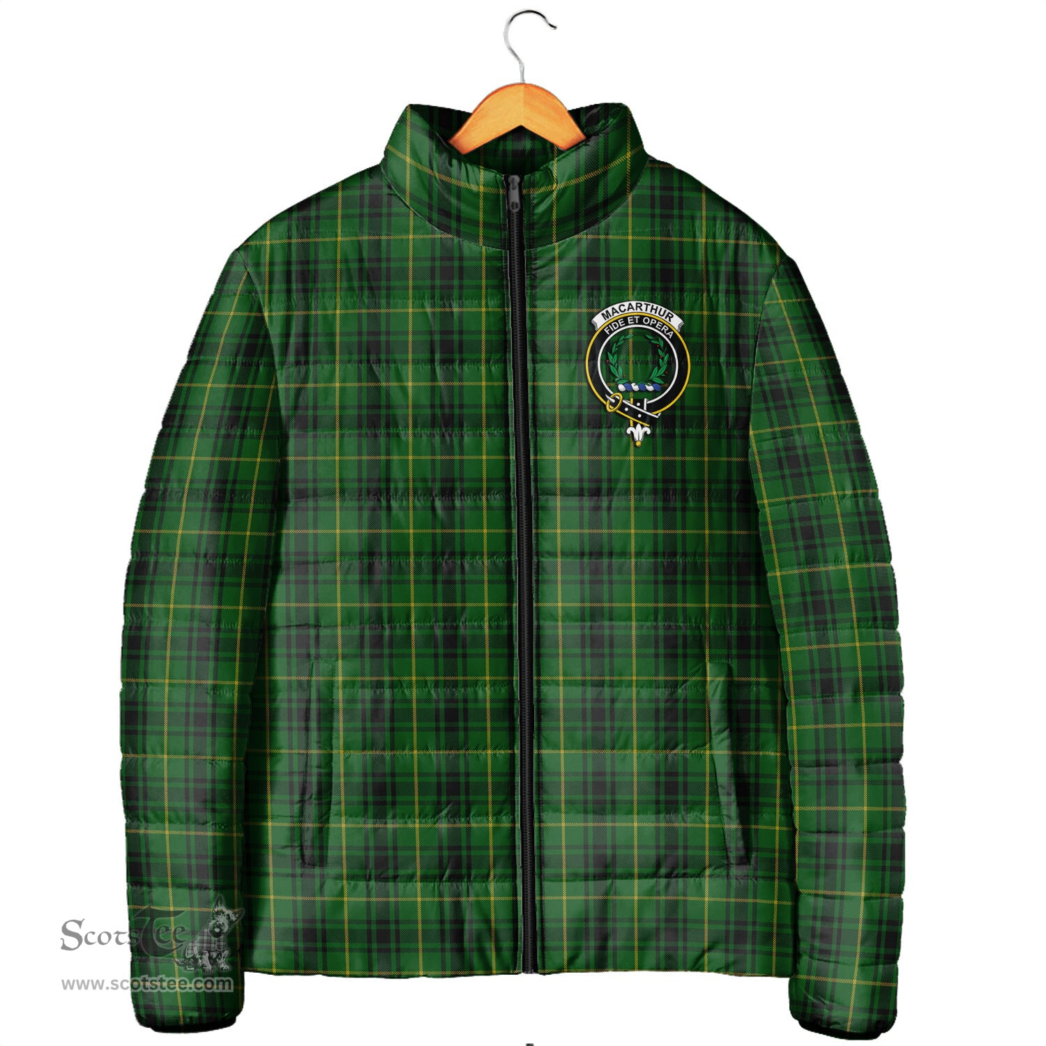 Scottish MacArthur Clan Crest Tartan Padded Jacket with Family Crest - Tartan Plaid Jacket ScotsTee Shop - Tartan Plaid - scotstee.com