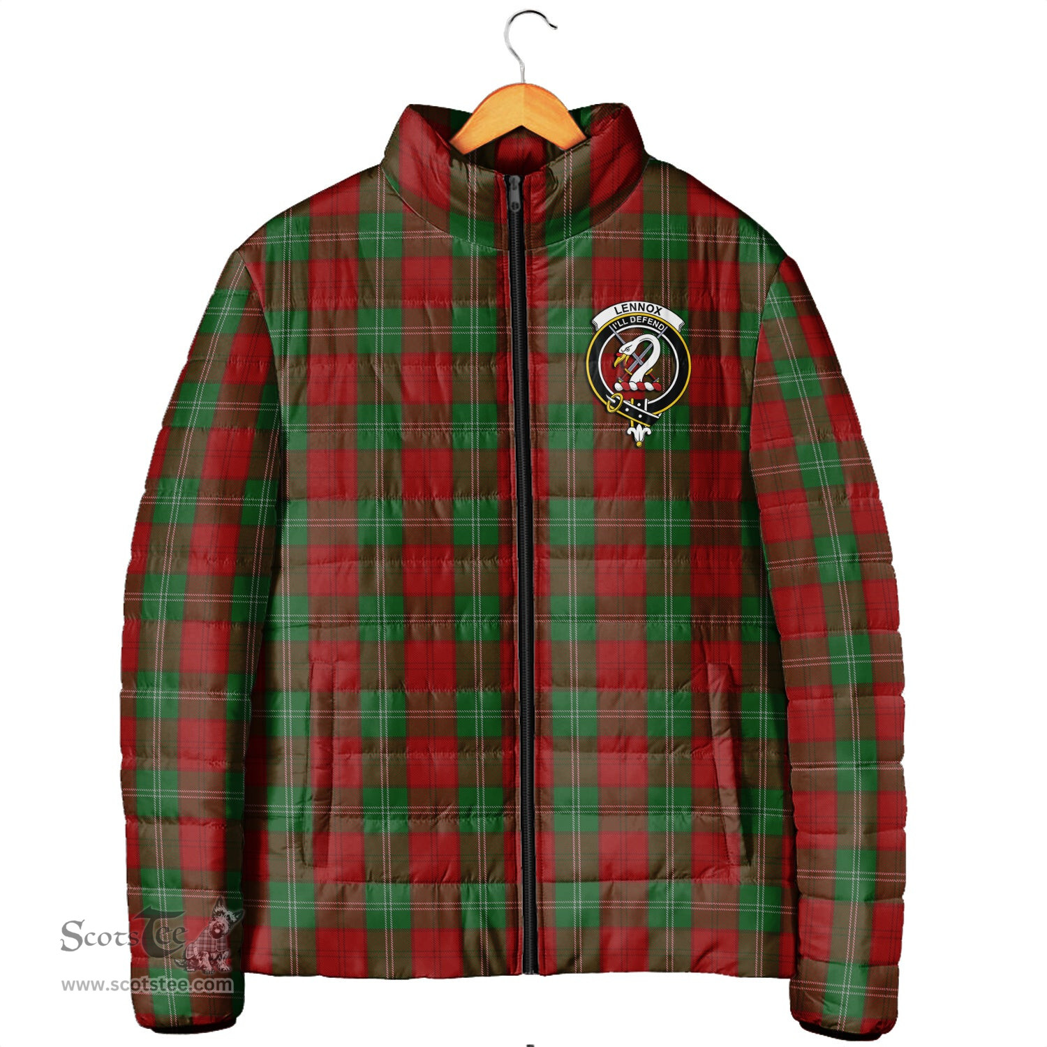 Scottish Lennox Clan Crest Tartan Padded Jacket with Family Crest - Tartan Plaid Jacket ScotsTee Shop - Tartan Plaid - scotstee.com