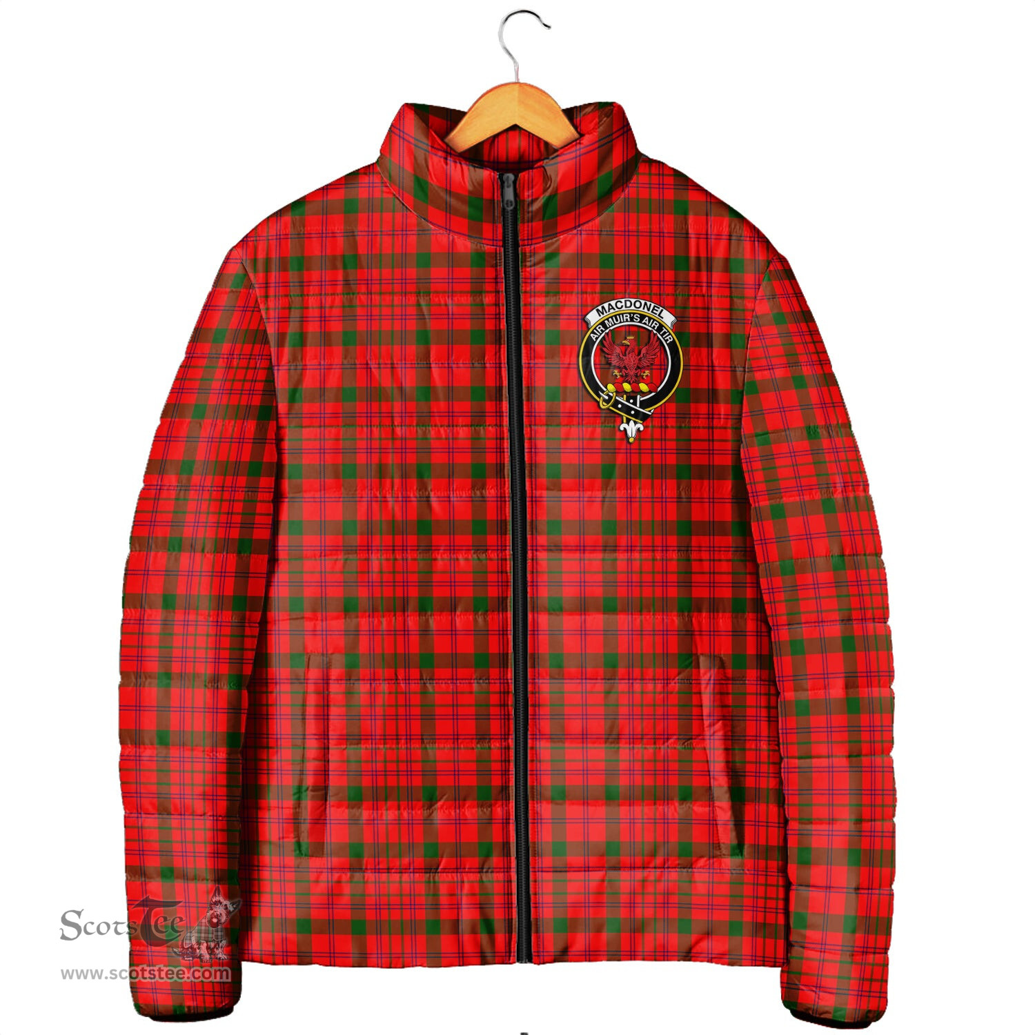 Scottish MacDonell of Keppoch Modern Clan Crest Tartan Padded Jacket with Family Crest - Tartan Plaid Jacket ScotsTee Shop - Tartan Plaid - scotstee.com