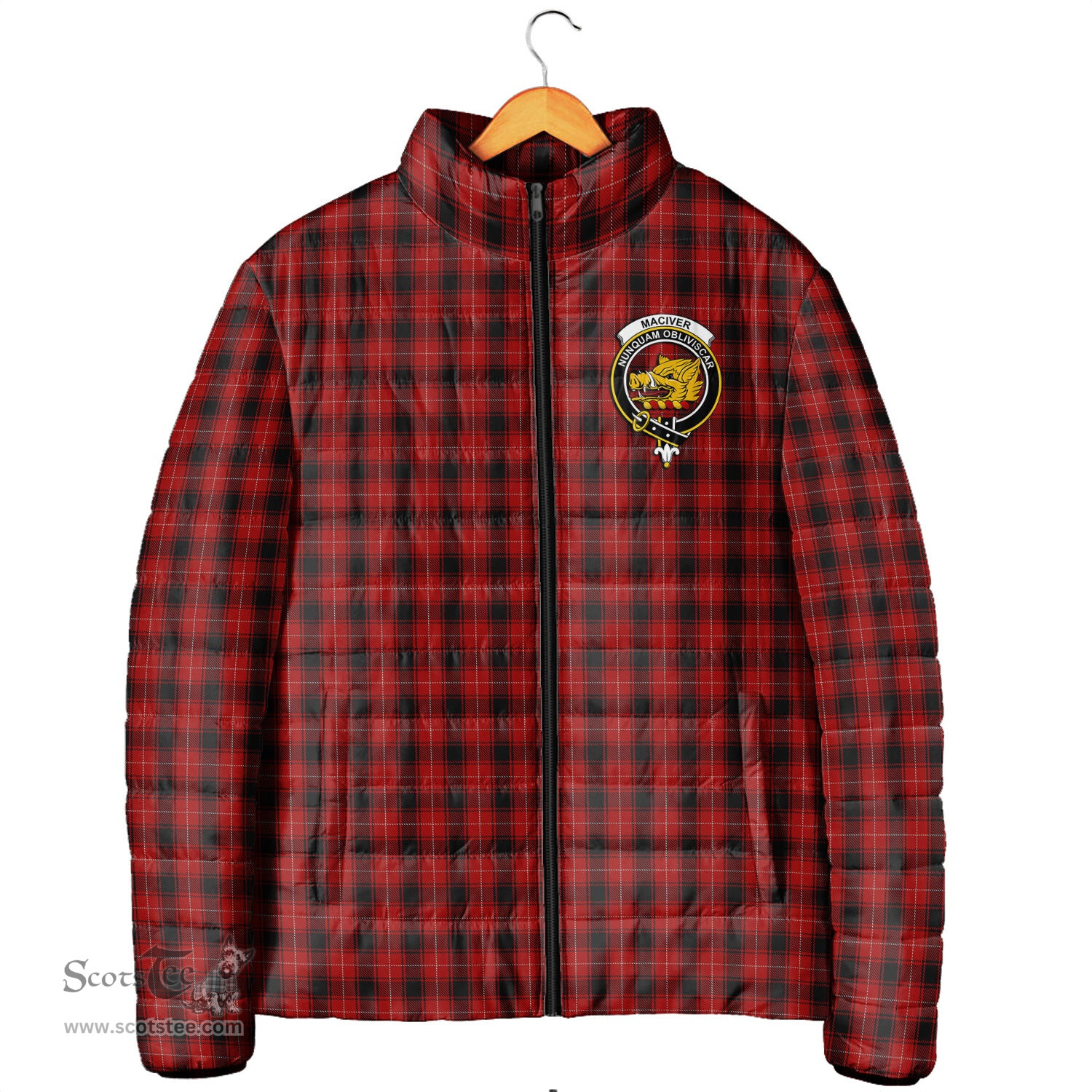 Scottish MacIver Clan Crest Tartan Padded Jacket with Family Crest - Tartan Plaid Jacket ScotsTee Shop - Tartan Plaid - scotstee.com