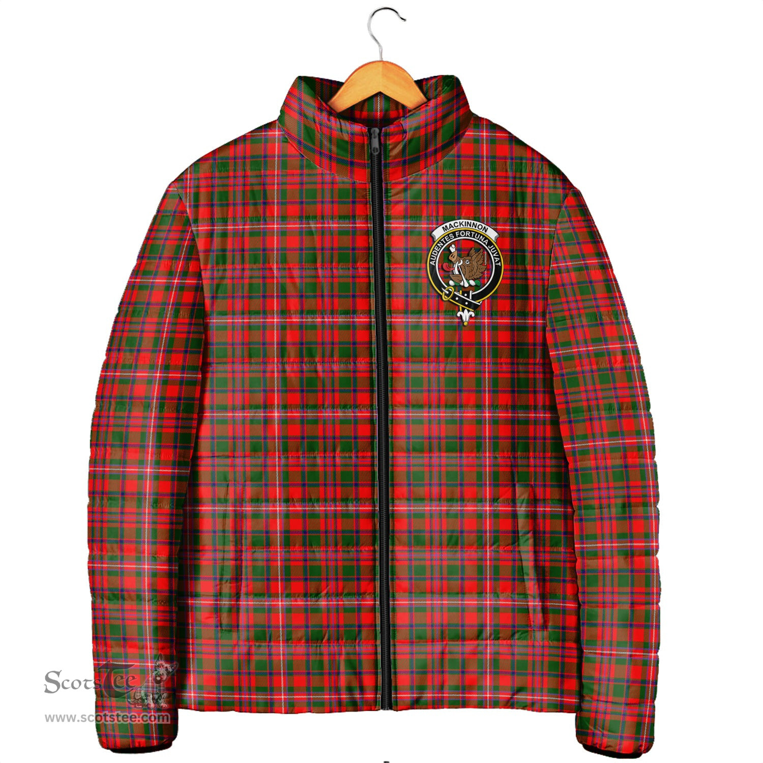 Scottish MacKinnon Modern Clan Crest Tartan Padded Jacket with Family Crest - Tartan Plaid Jacket ScotsTee Shop - Tartan Plaid - scotstee.com