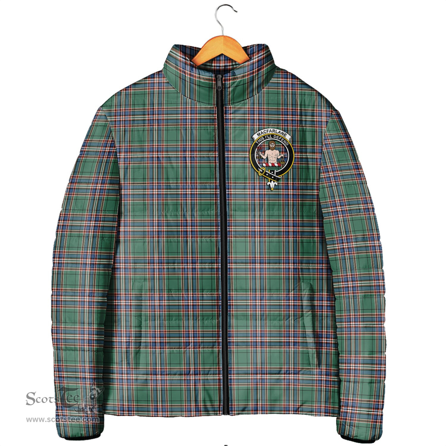Scottish MacFarlane Hunting Ancient Clan Crest Tartan Padded Jacket with Family Crest - Tartan Plaid Jacket ScotsTee Shop - Tartan Plaid - scotstee.com