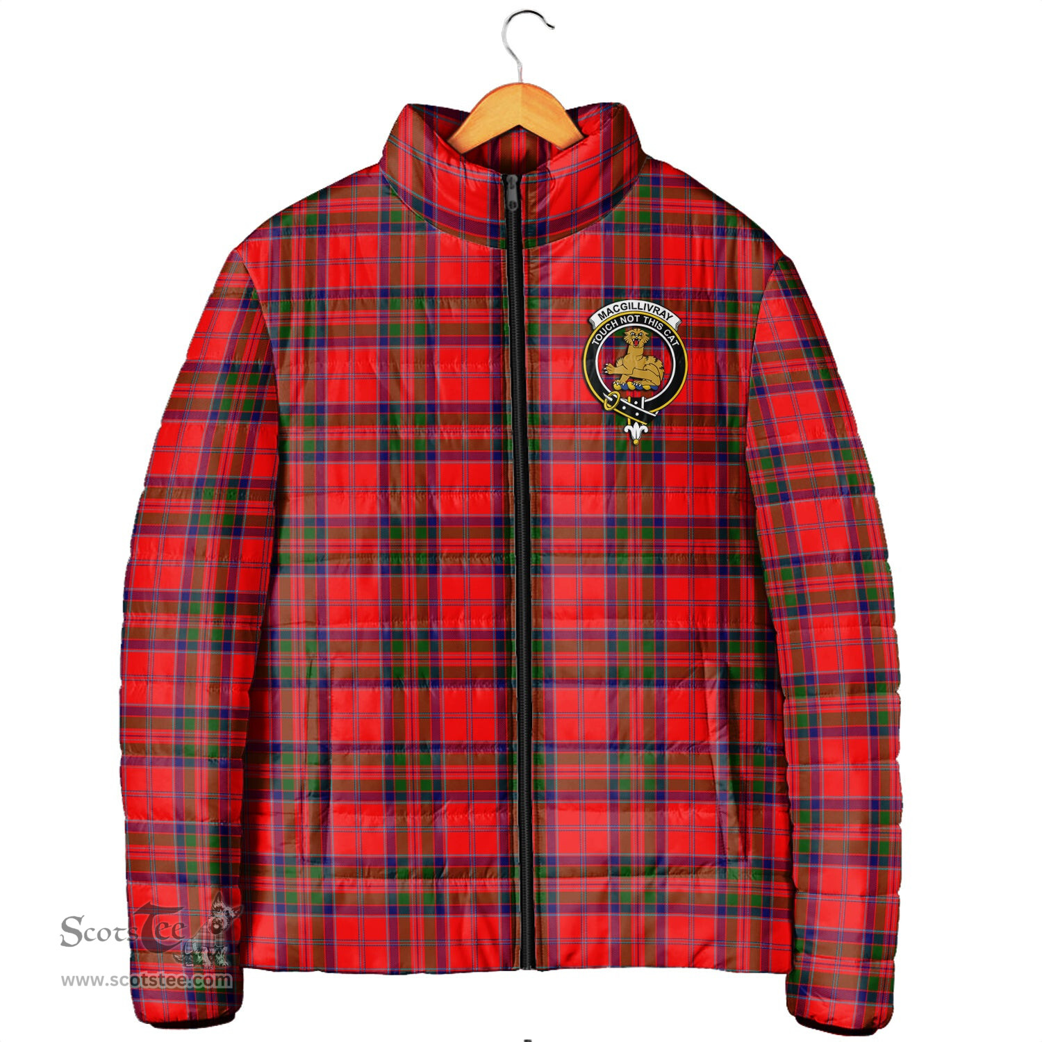 Scottish MacGillivray Modern Clan Crest Tartan Padded Jacket with Family Crest - Tartan Plaid Jacket ScotsTee Shop - Tartan Plaid - scotstee.com