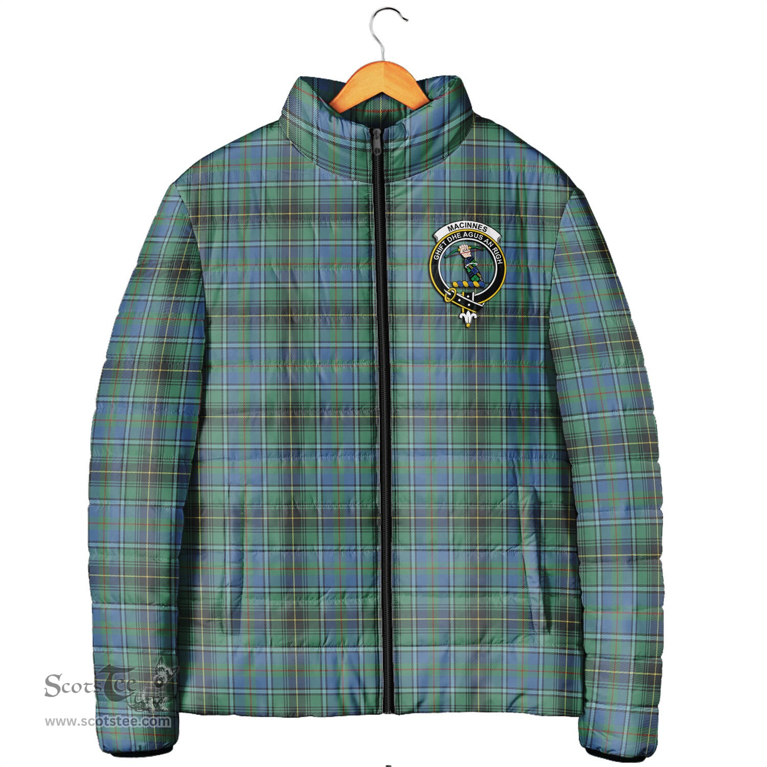 Scottish MacInnes Ancient Clan Crest Tartan Padded Jacket with Family Crest - Tartan Plaid Jacket ScotsTee Shop - Tartan Plaid - scotstee.com